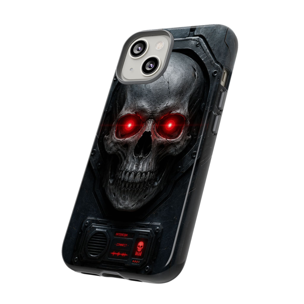 Skull Sentinel Phone Case — Red-Eyed Tactical Skull Protective Case