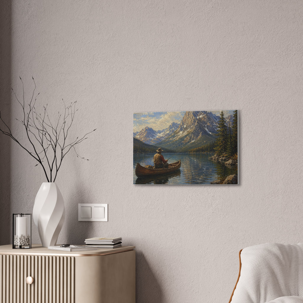 Mountain Lake Canoe Canvas Print