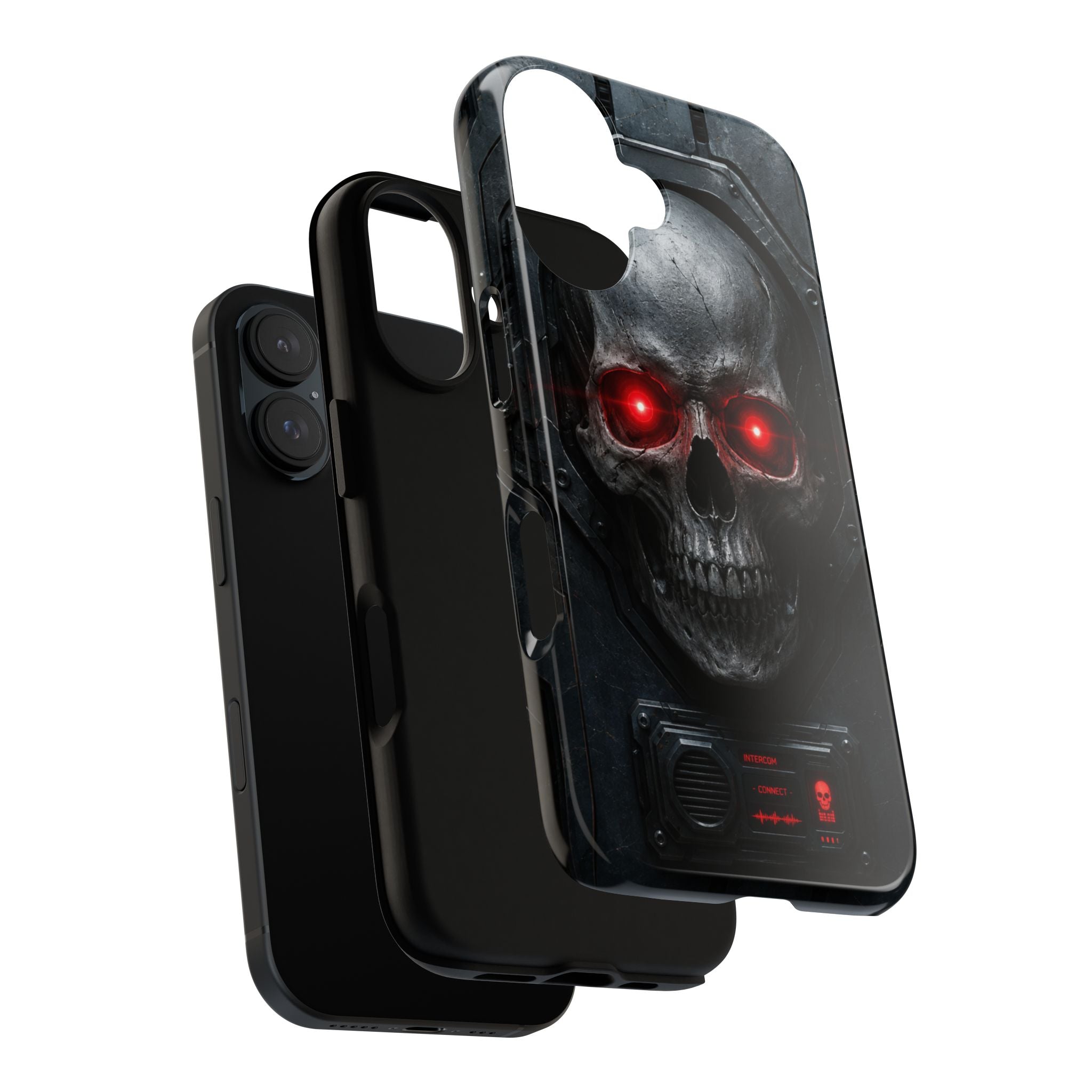 Skull Sentinel Phone Case — Red-Eyed Tactical Skull Protective Case