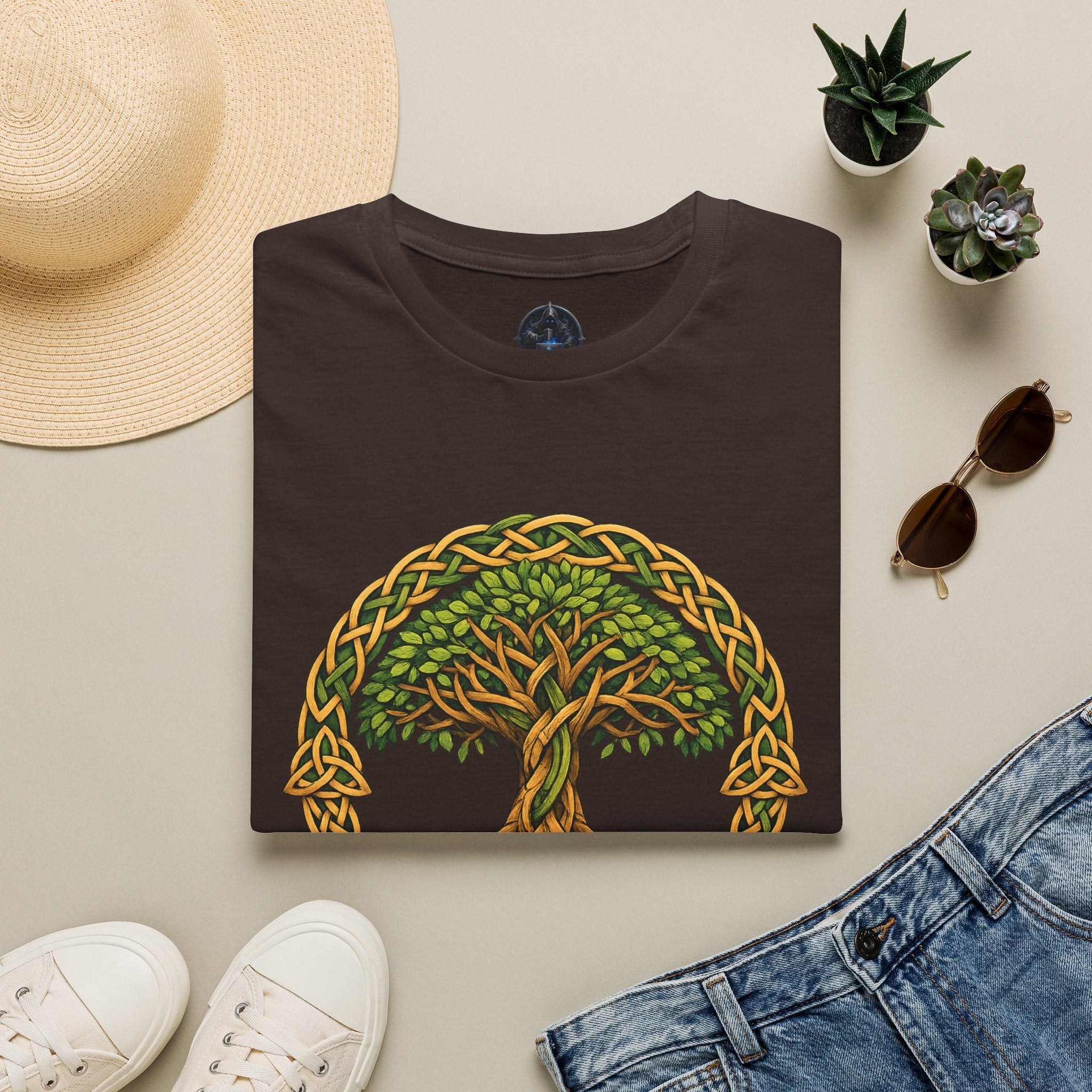 Celtic Tree of Life T-Shirt — Green Knotwork Spiritual Nature Tee