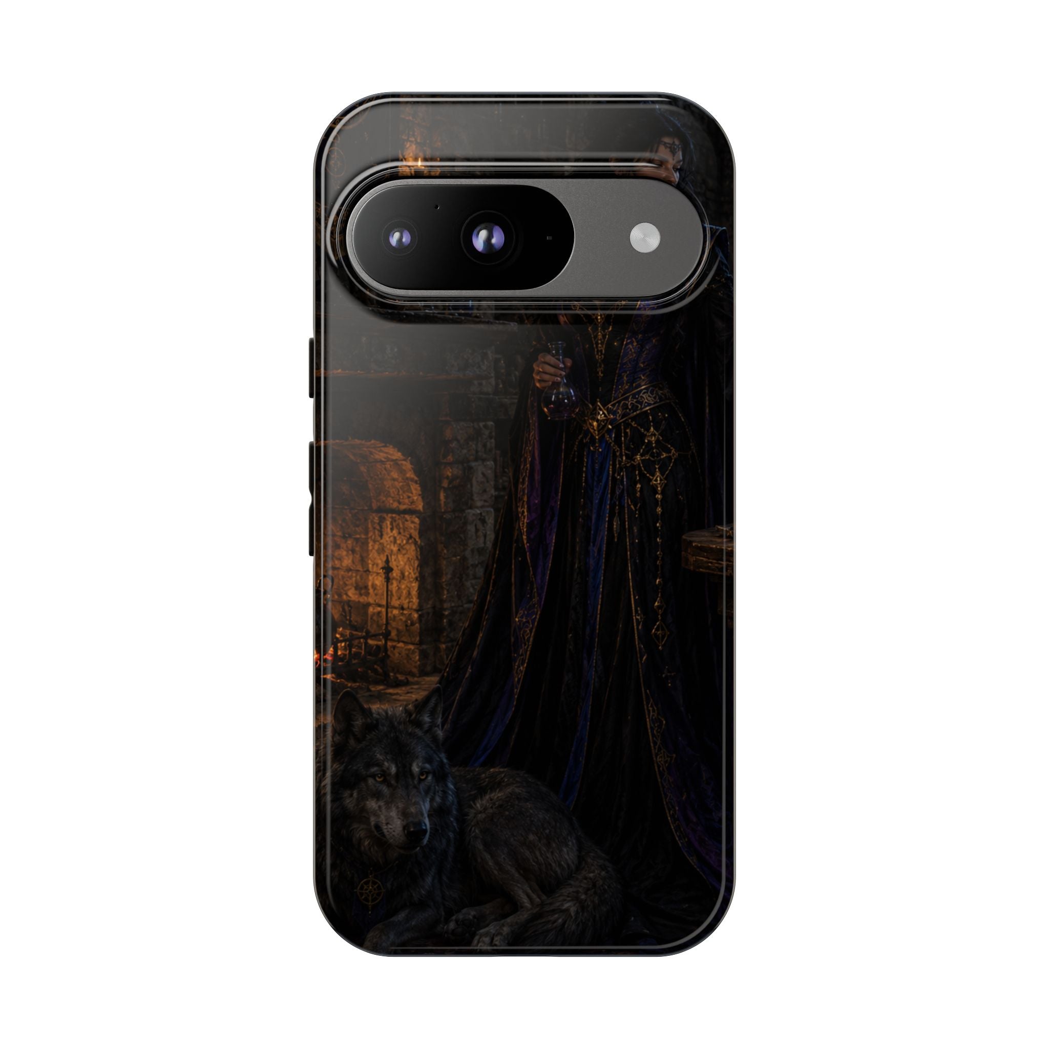 Gothic Witch Phone Case — Dark Fantasy Wolf & Fireplace Tough Case