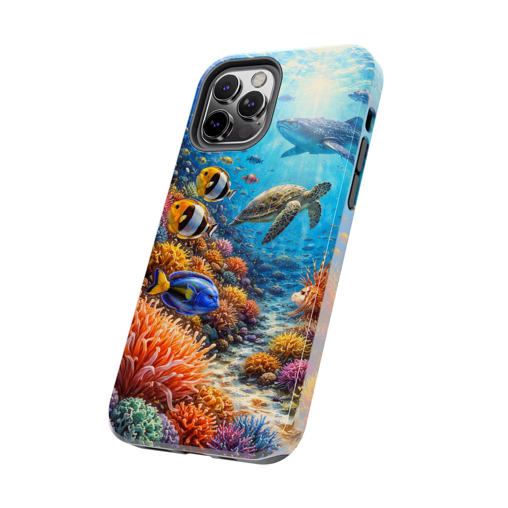 Ocean Reef Tough Phone Case — Colorful Sea Turtle & Tropical Fish Design