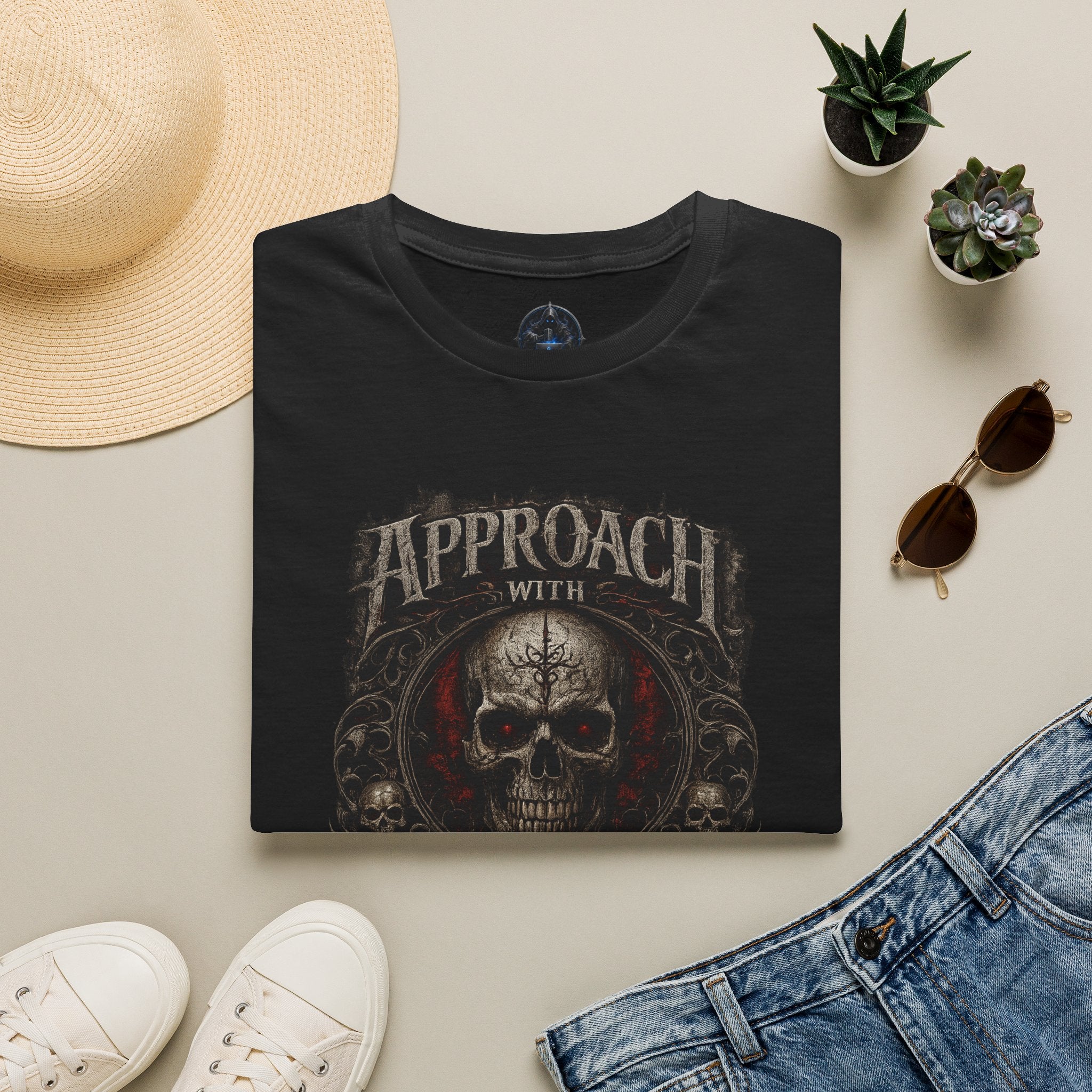 Approach With Caution Skull T-Shirt — Vintage Gothic Skull Tee