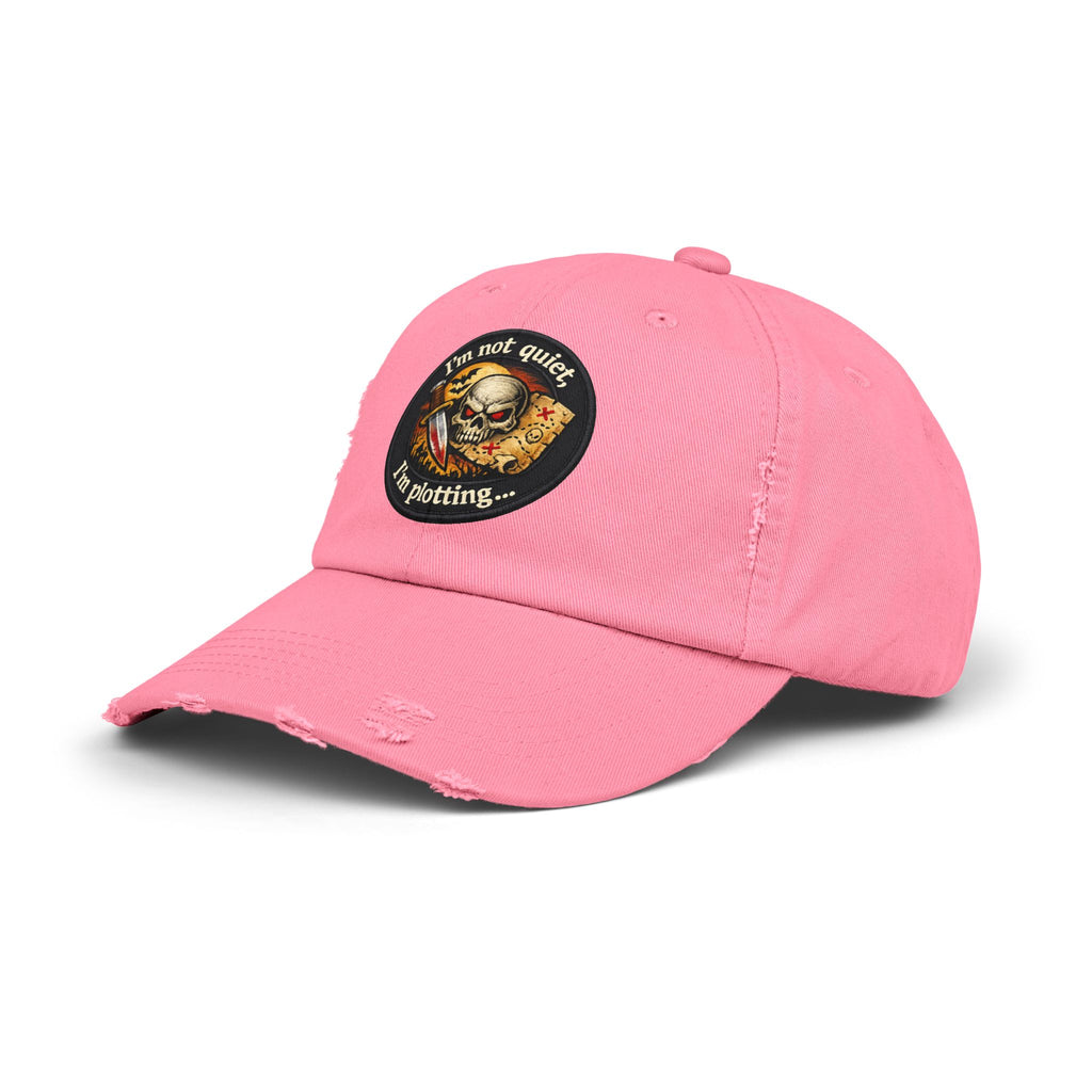 Skull & Map Distressed Cap – "I'm Not Quiet, I'm Plotting" Hat