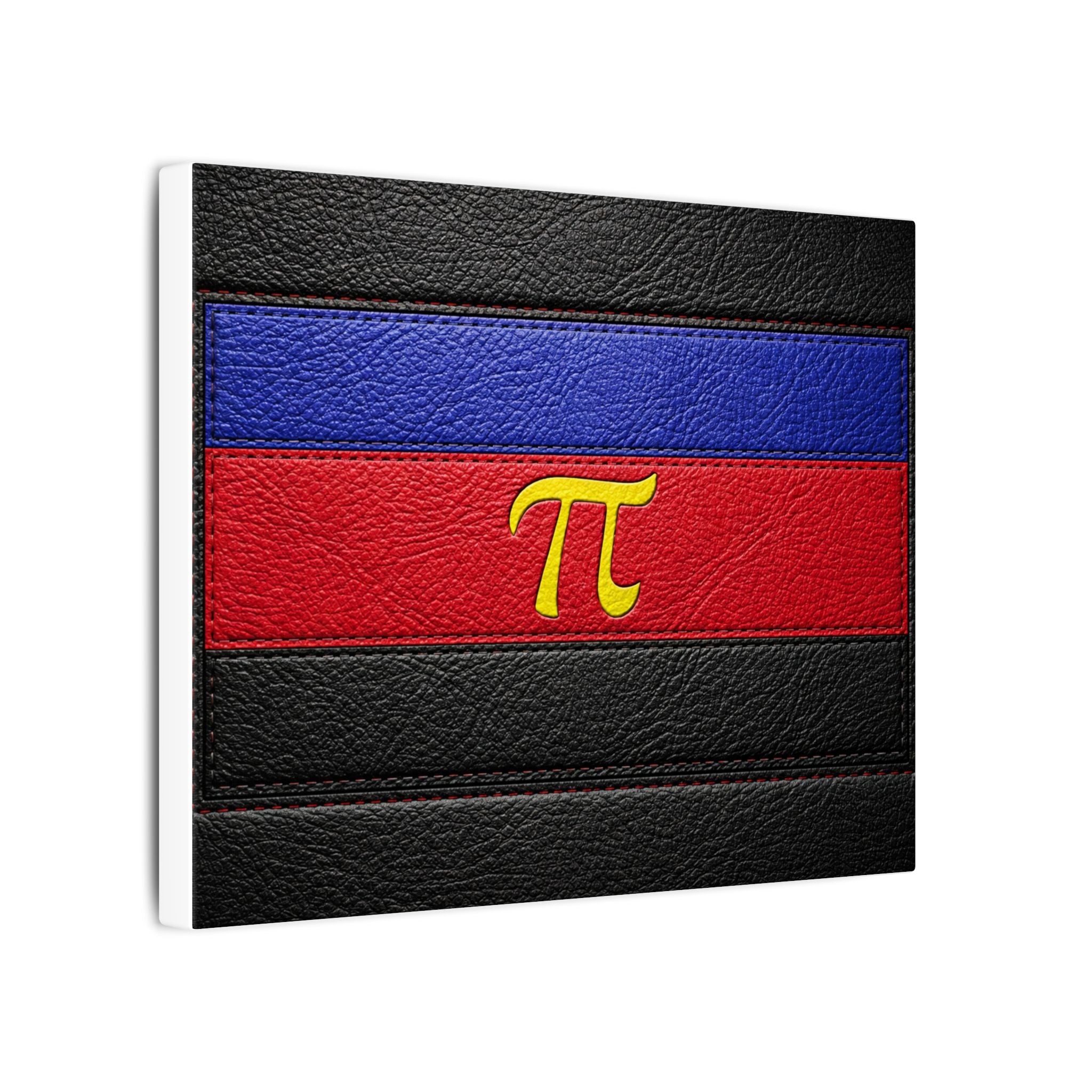 Polyamorous Symbol Leather Flag Canvas Print — Blue & Red Striped Matte Wall Art