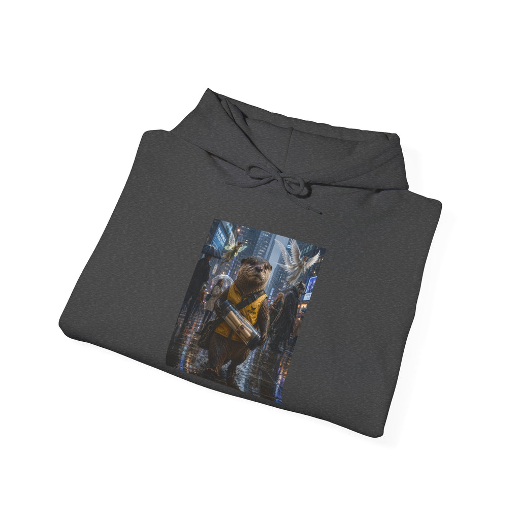 Messenger Otter Hoodie — Urban Wildlife Graphic Sweatshirt