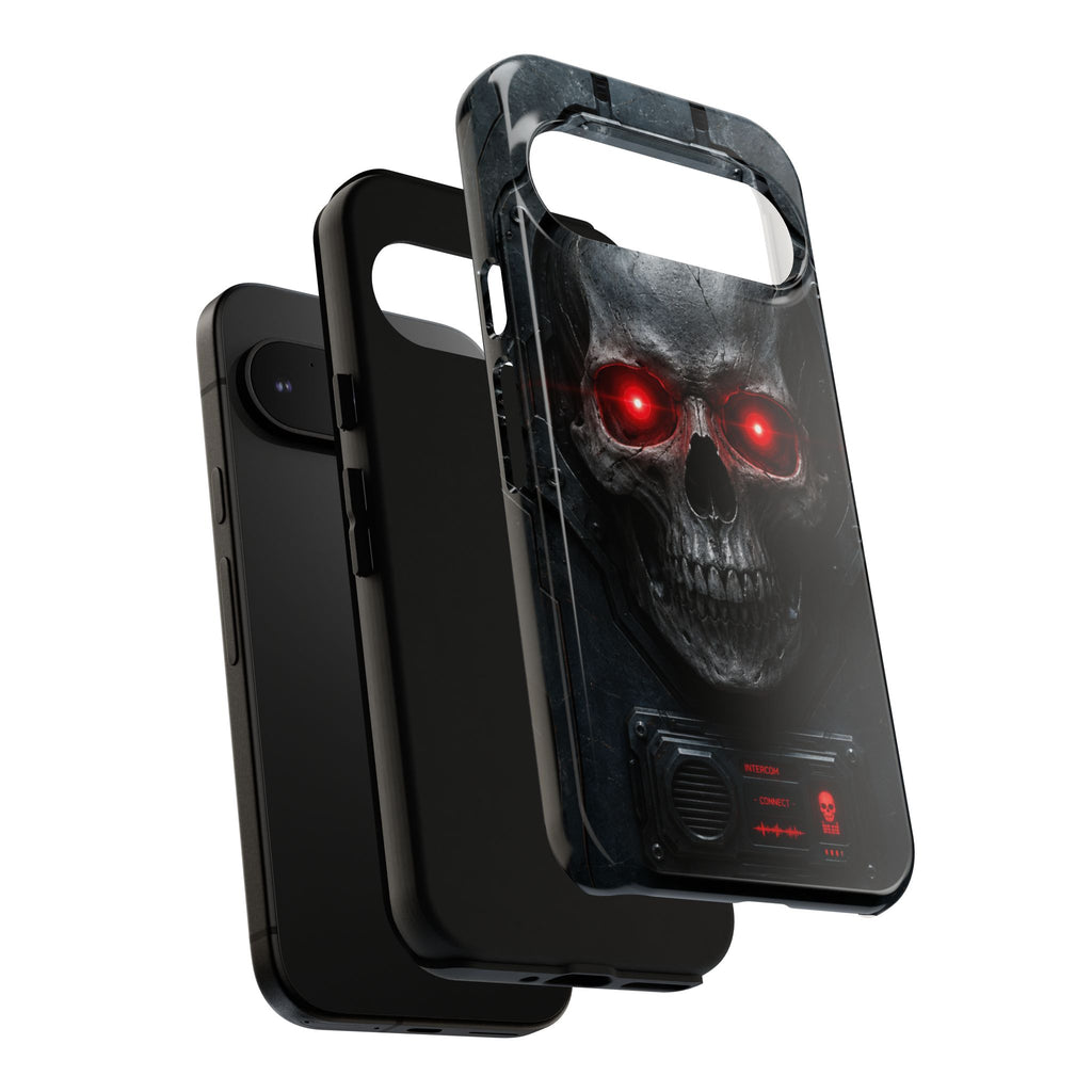 Skull Sentinel Phone Case — Red-Eyed Tactical Skull Protective Case