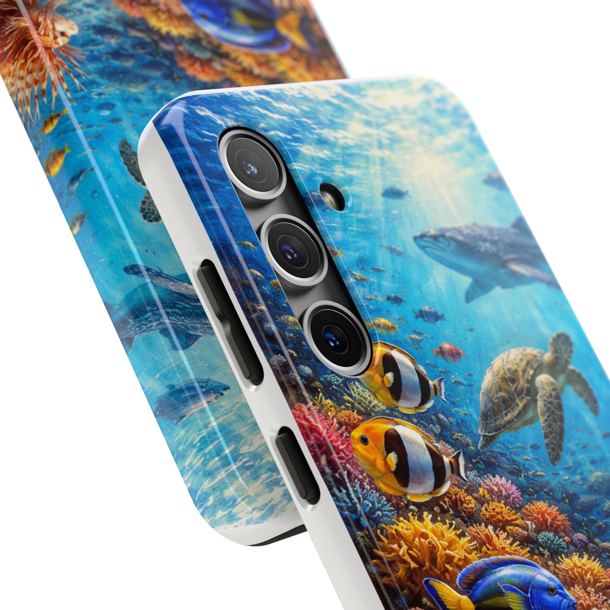 Ocean Reef Tough Phone Case — Colorful Sea Turtle & Tropical Fish Design
