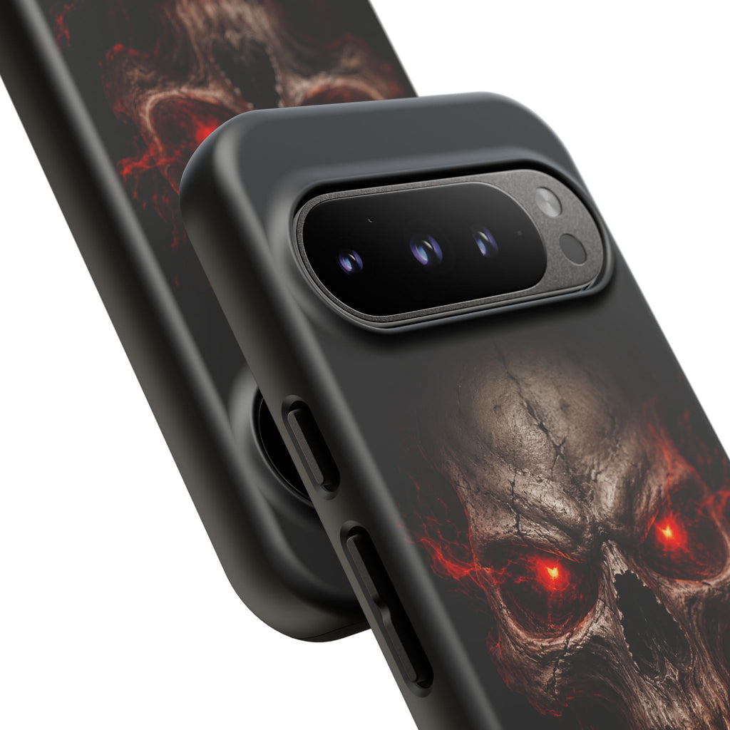 Flaming Skull Tough Case — Heavy-Duty Phone Case with Red-Eye Skull Design