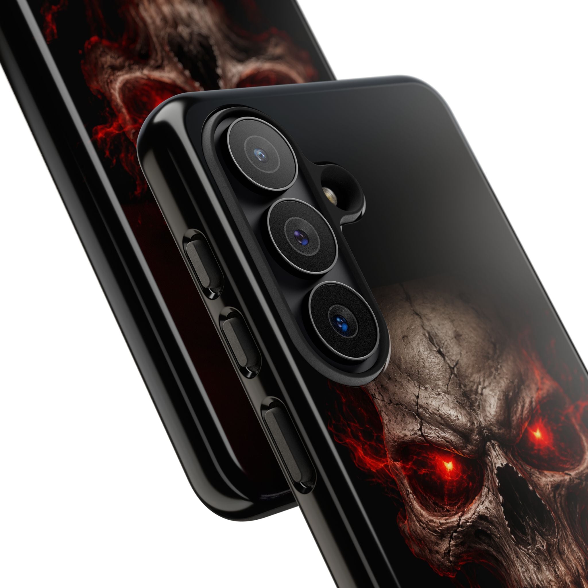 Flaming Skull Tough Case — Heavy-Duty Phone Case with Red-Eye Skull Design