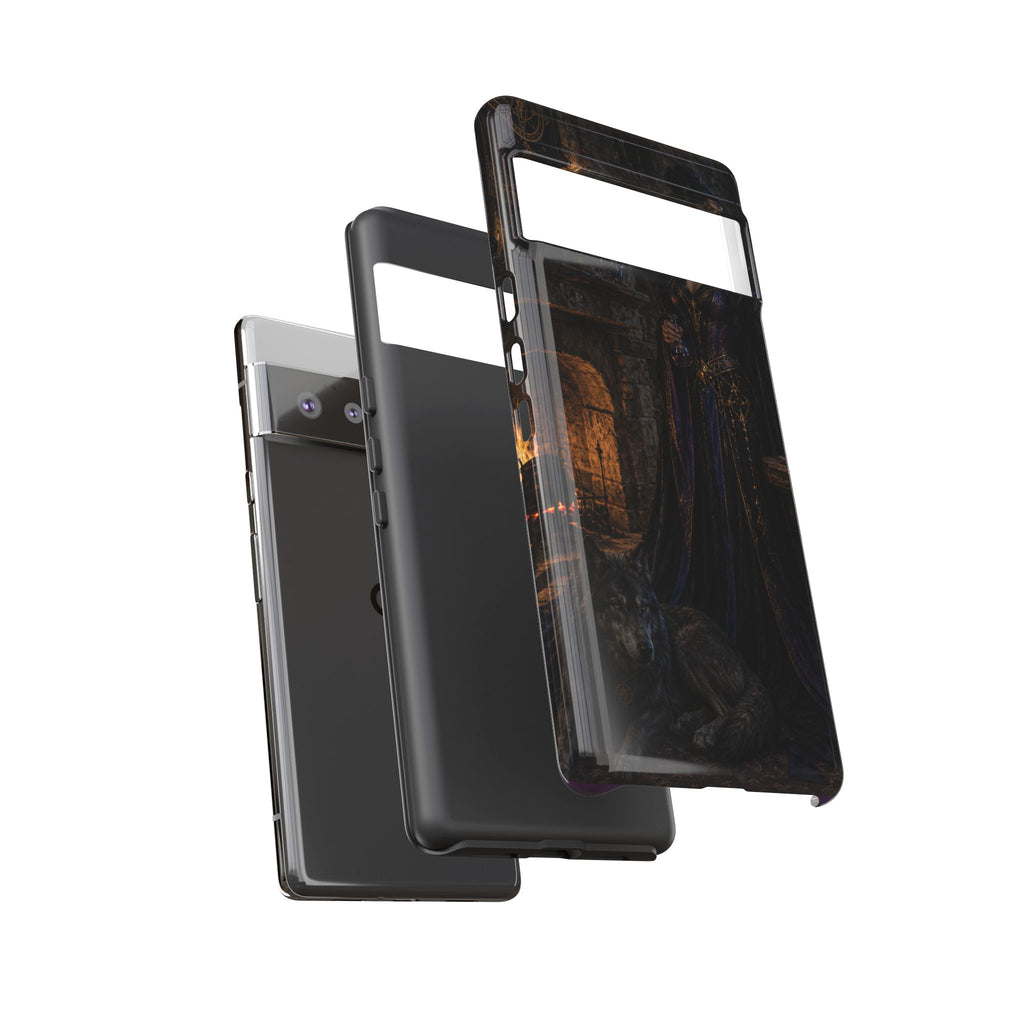 Gothic Witch Phone Case — Dark Fantasy Wolf & Fireplace Tough Case