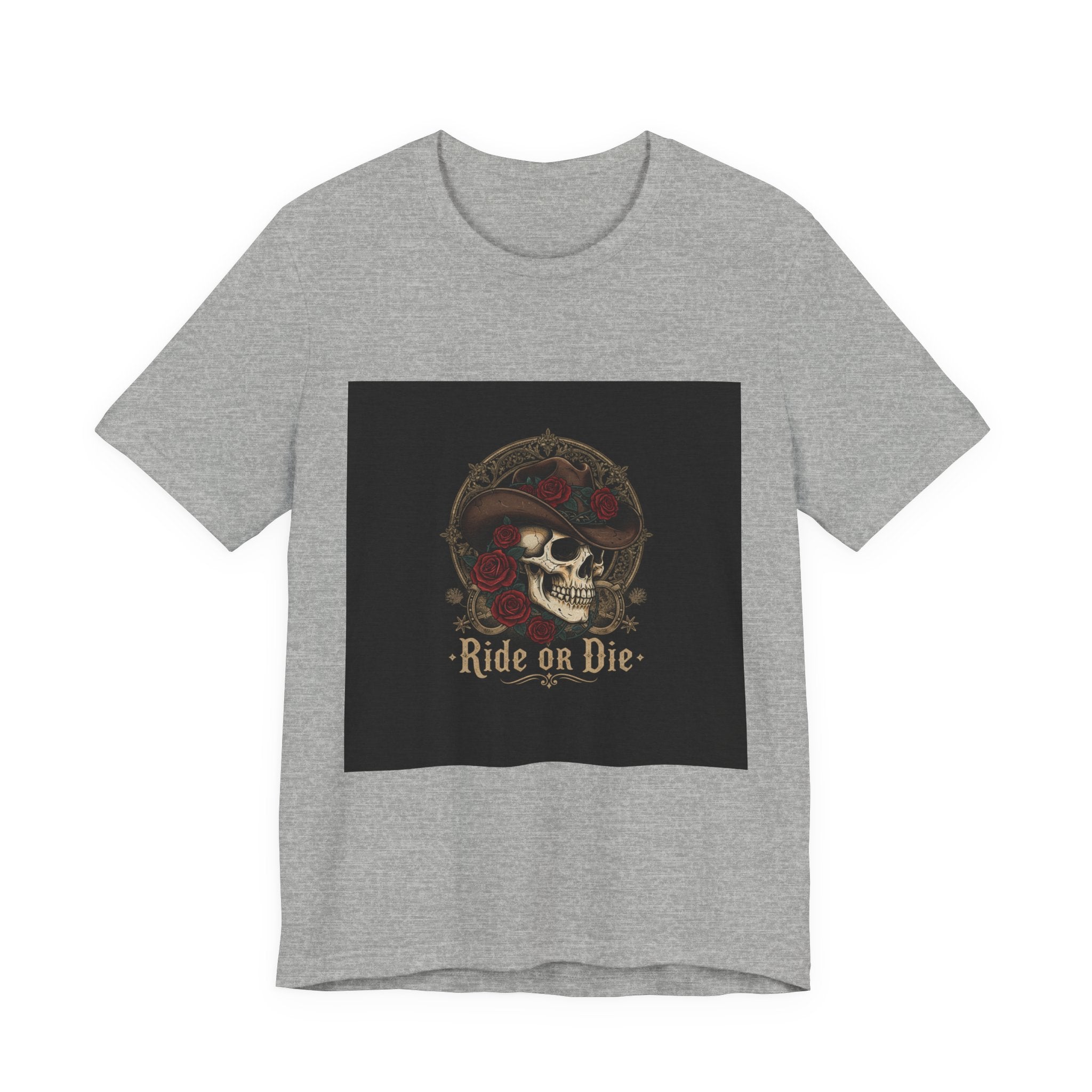 Ride or Die Skull Cowboy Tee | western skull art, gothic Americana