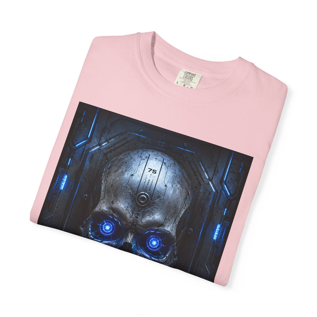 Blue Cyber Skull T-shirt | Futuristic Skull Graphic Tee