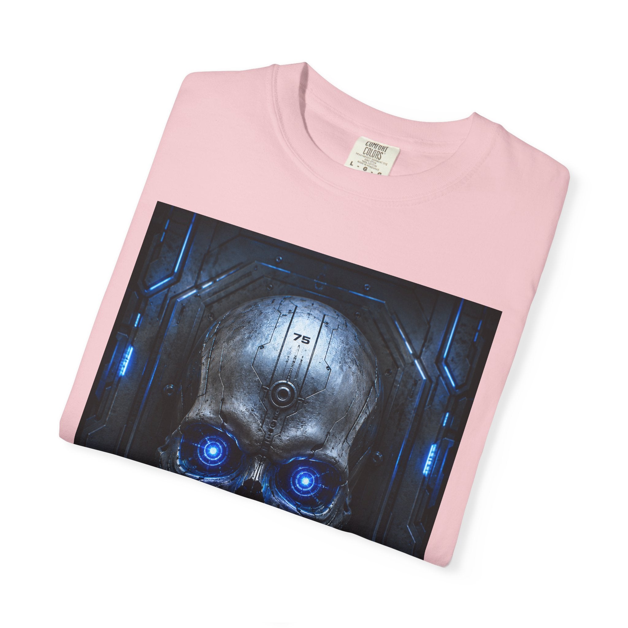 Blue Cyber Skull T-shirt | Futuristic Skull Graphic Tee