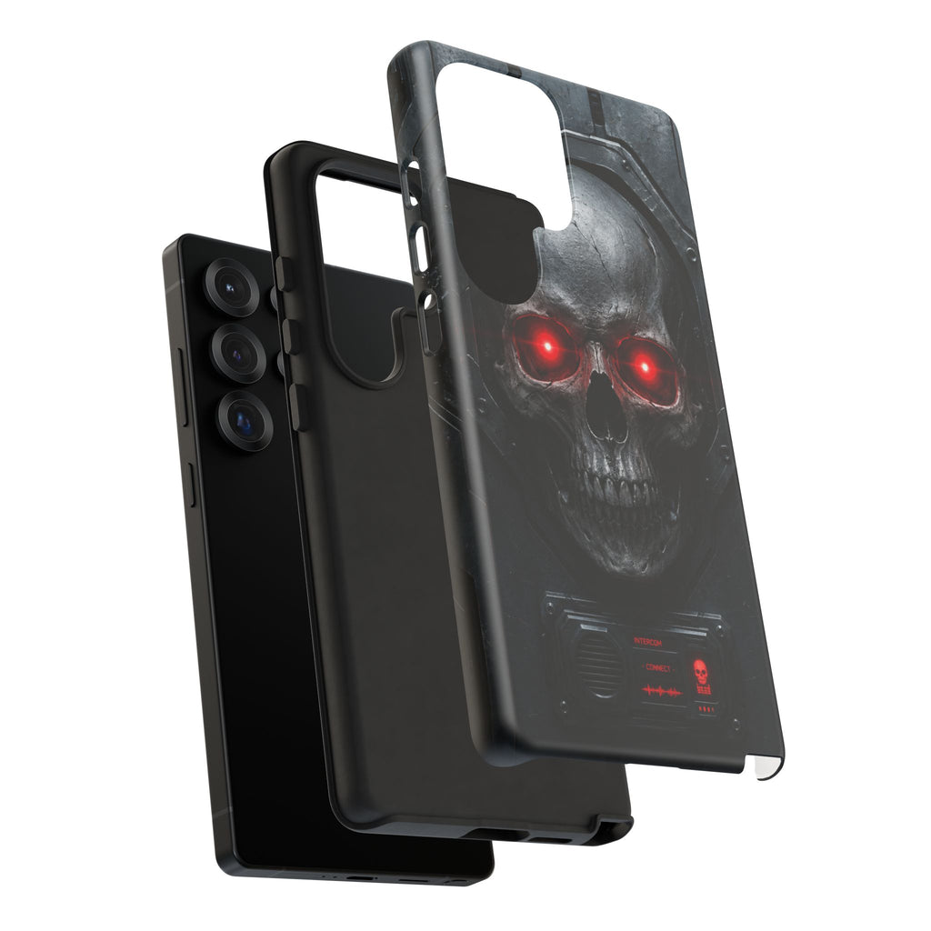Skull Sentinel Phone Case — Red-Eyed Tactical Skull Protective Case