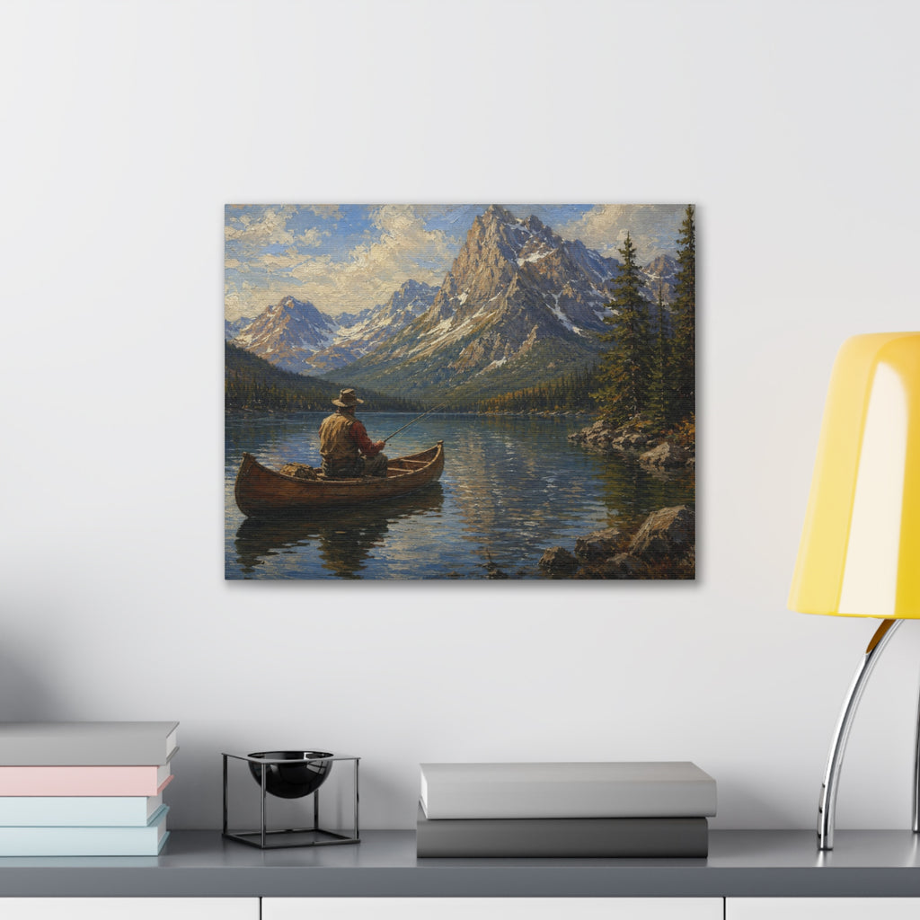 Mountain Lake Canoe Canvas Print