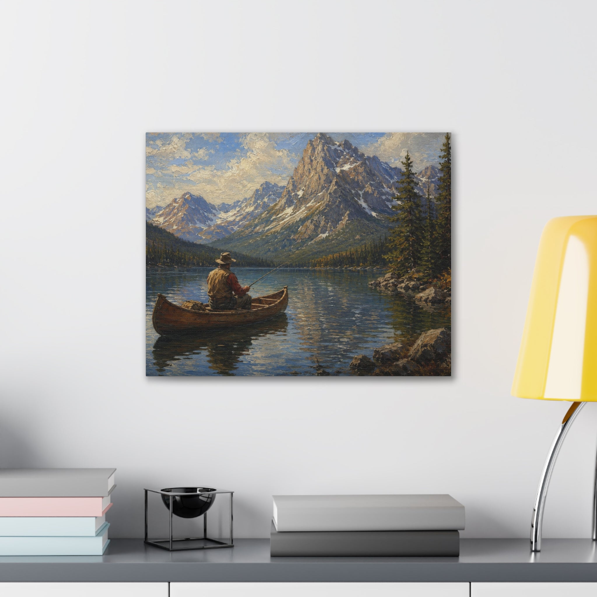 Mountain Lake Canoe Canvas Print
