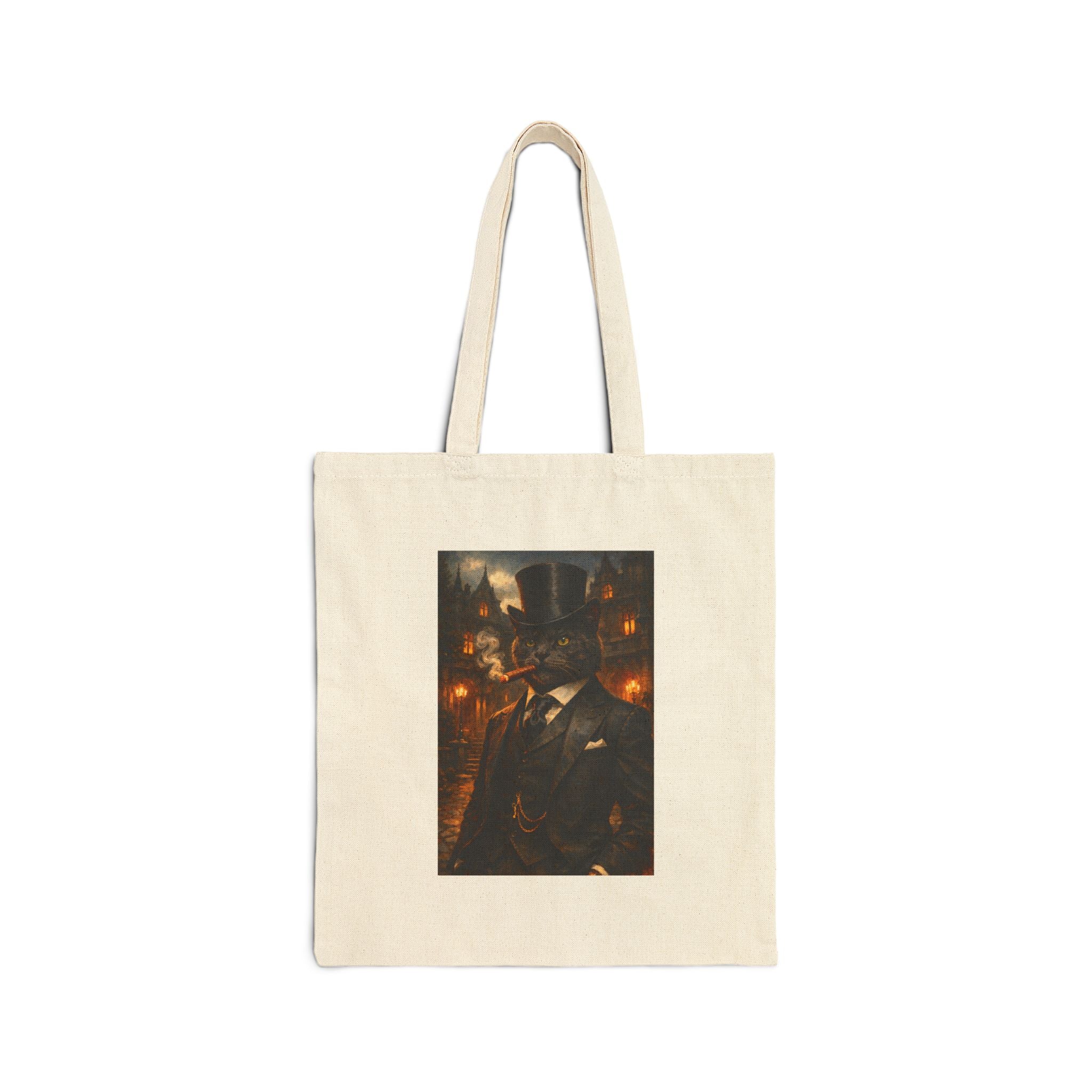 Vintage Gentleman Strange Cat Tote Bag — Steampunk/Dapper Canvas Shopper