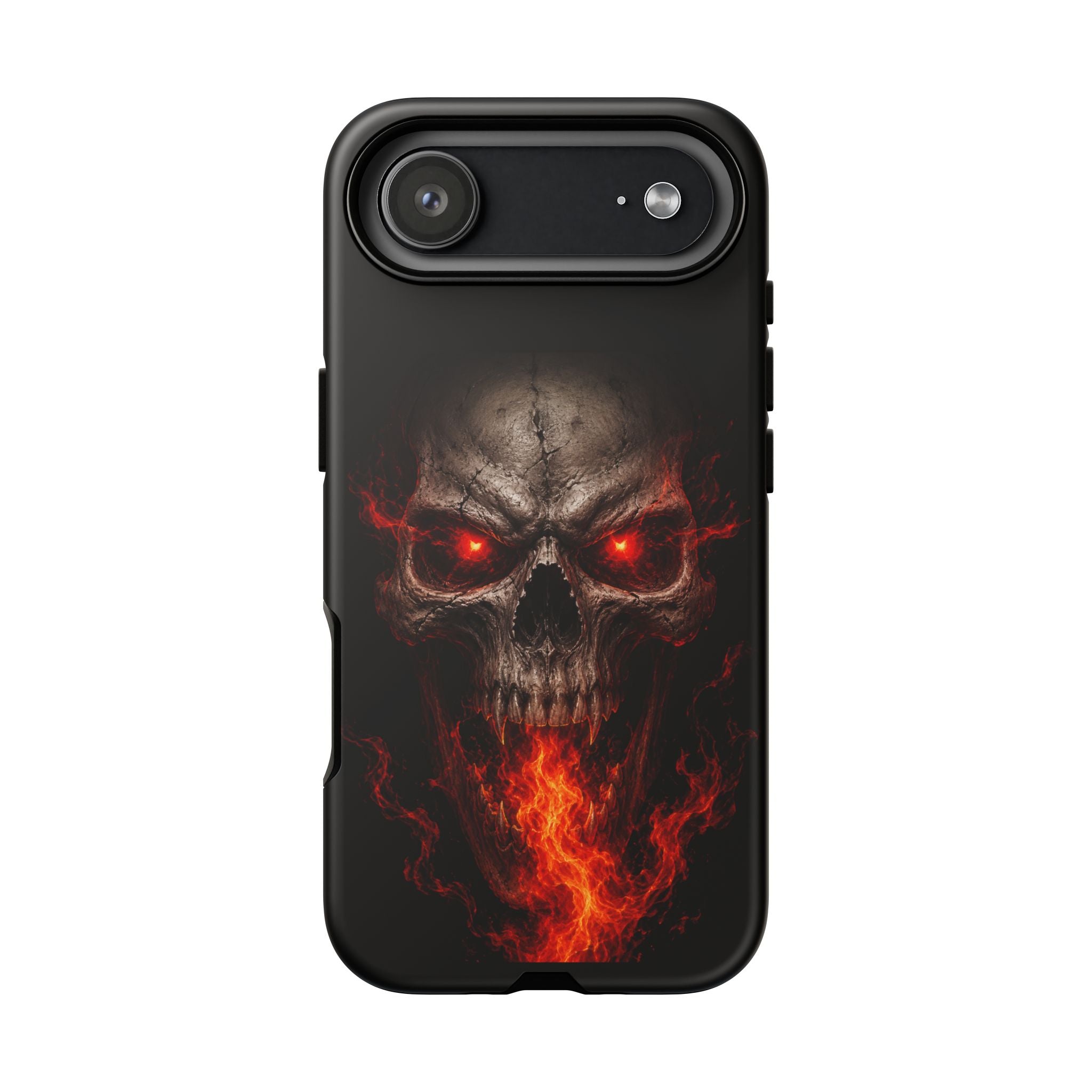 Flaming Skull Tough Case — Heavy-Duty Phone Case with Red-Eye Skull Design