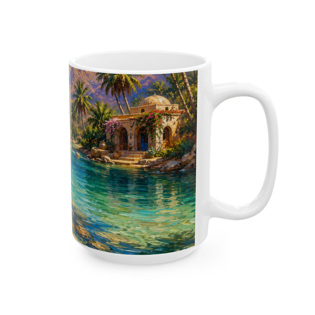 Tropical Paradise Ceramic Mug — Scenic Island Beach Sunset (11oz & 15oz)