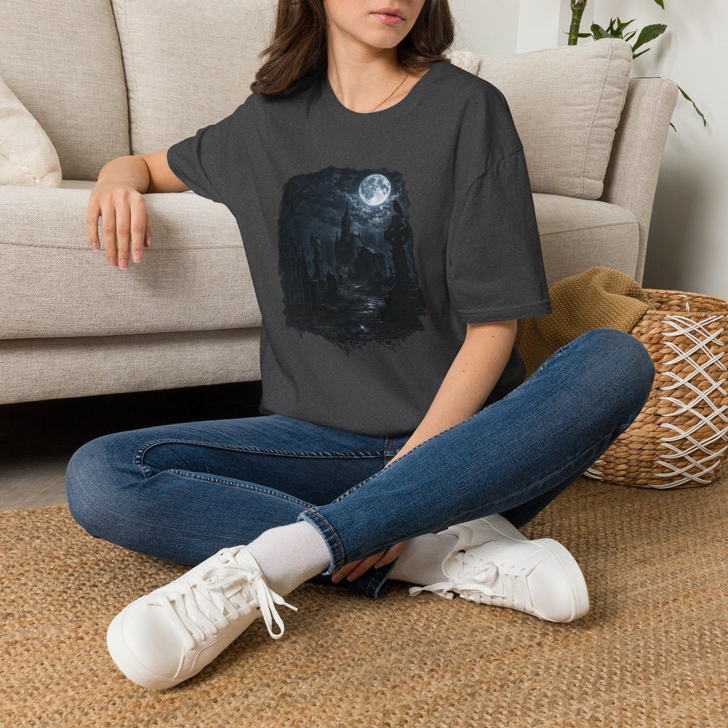 Moonlit Graveyard T‑Shirt — Gothic Night Sky Graphic Tee