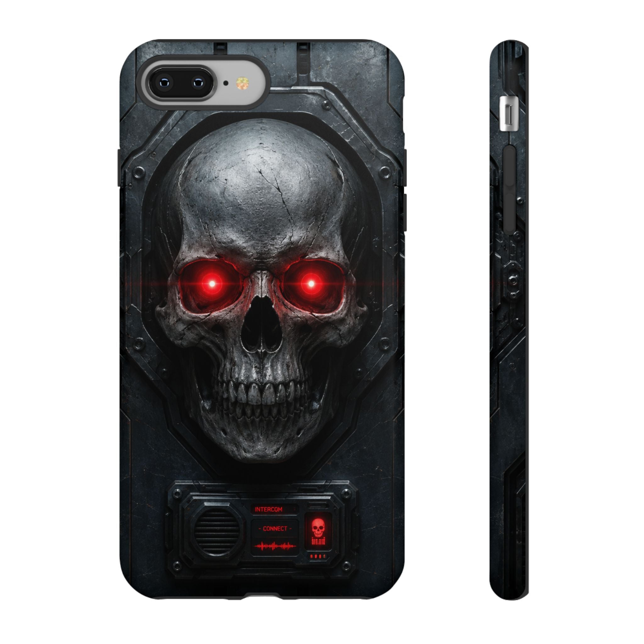 Skull Sentinel Phone Case — Red-Eyed Tactical Skull Protective Case
