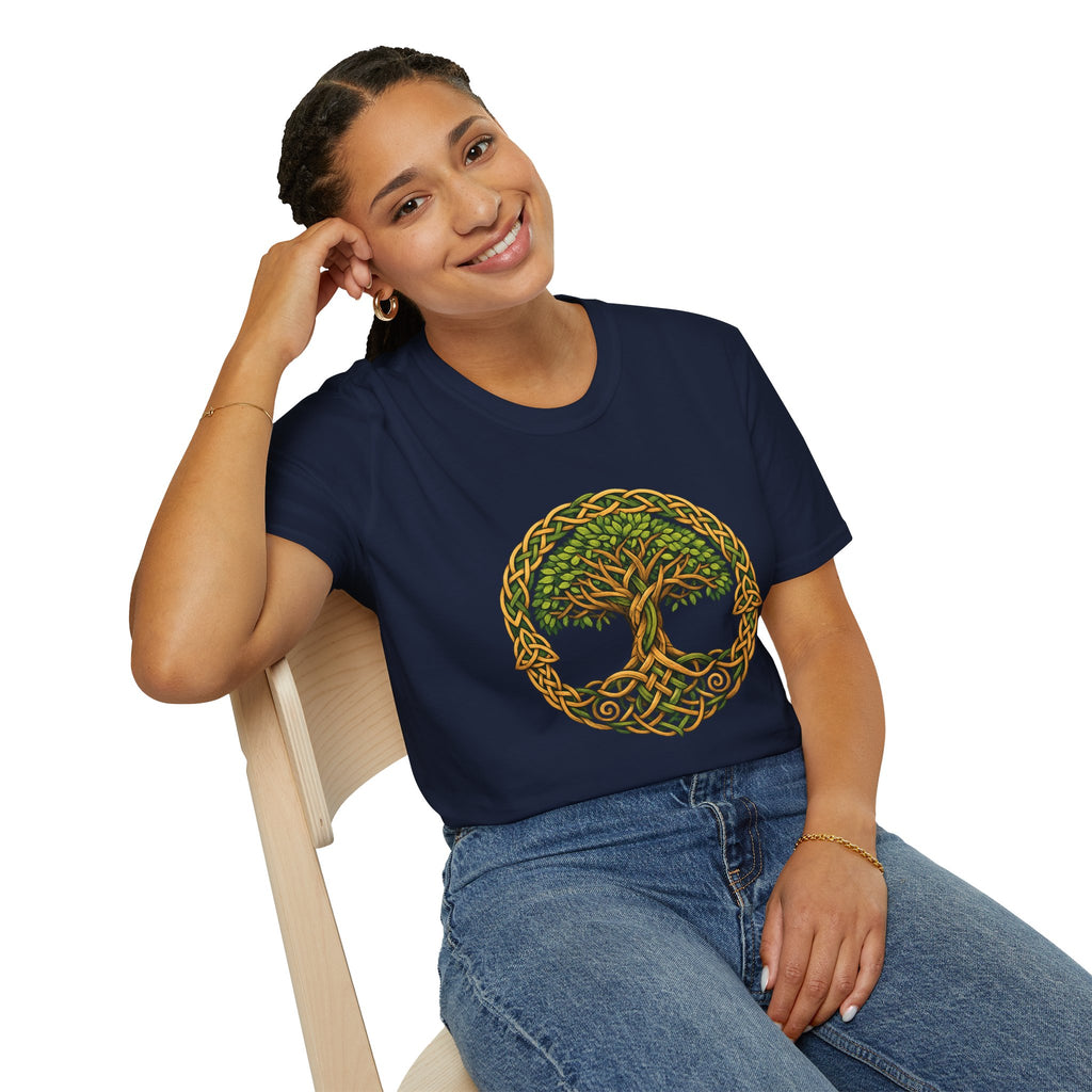 Celtic Tree of Life T-Shirt — Green Knotwork Spiritual Nature Tee