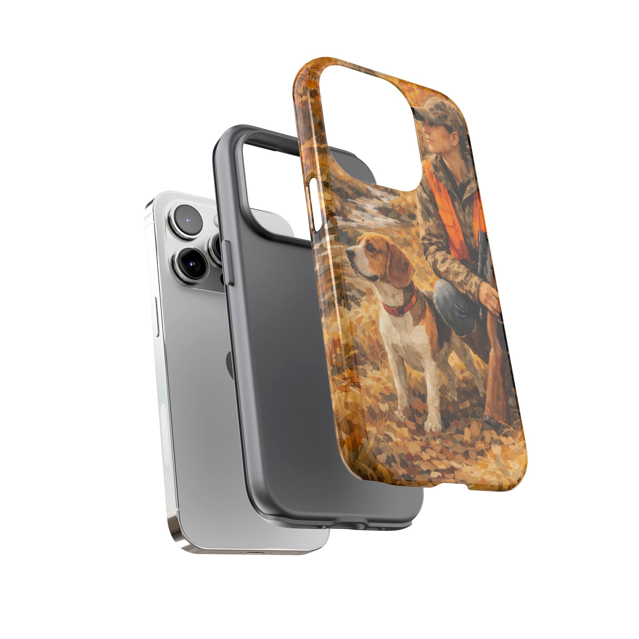Hunter and Beagle Phone Case — Hunting Dog Autumn Camouflage iPhone Cover