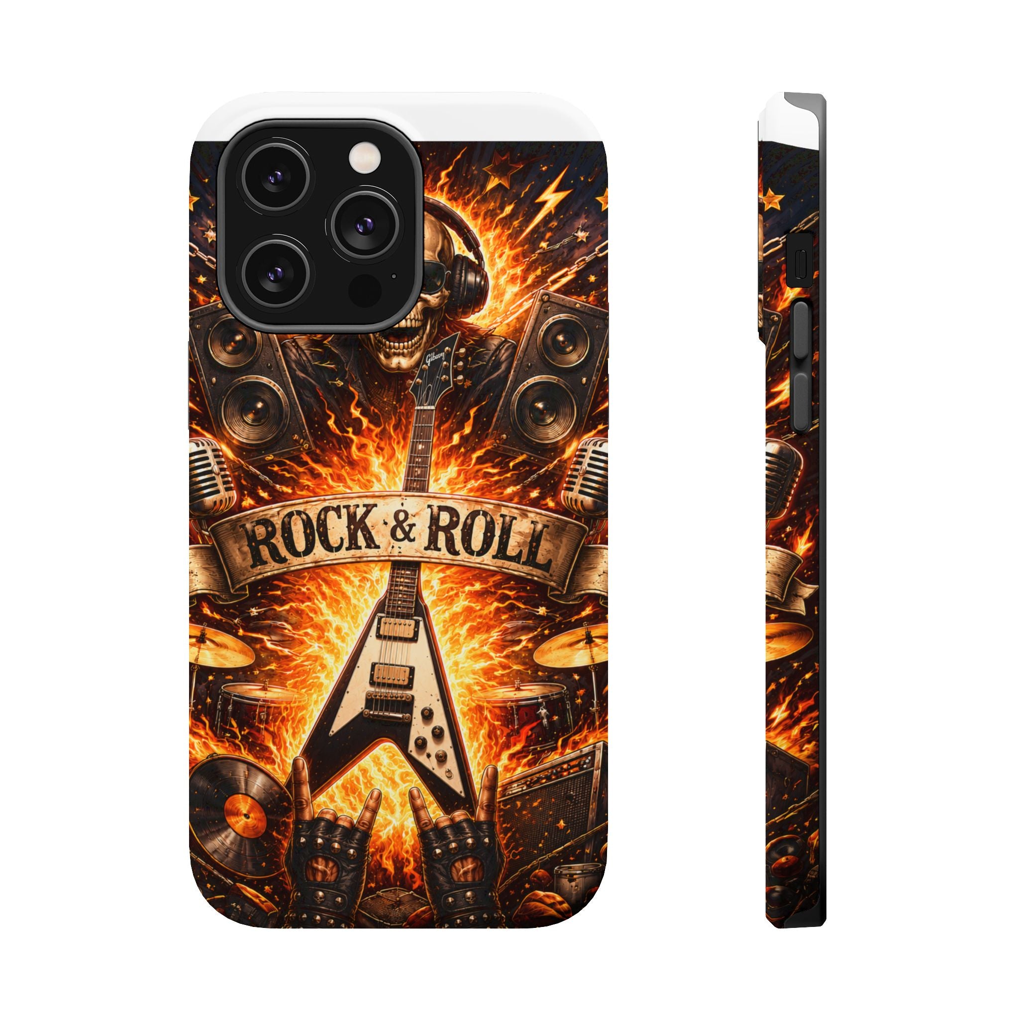 Rock & Roll Skull Guitar Phone Case — Magnetic Impact-Resistant