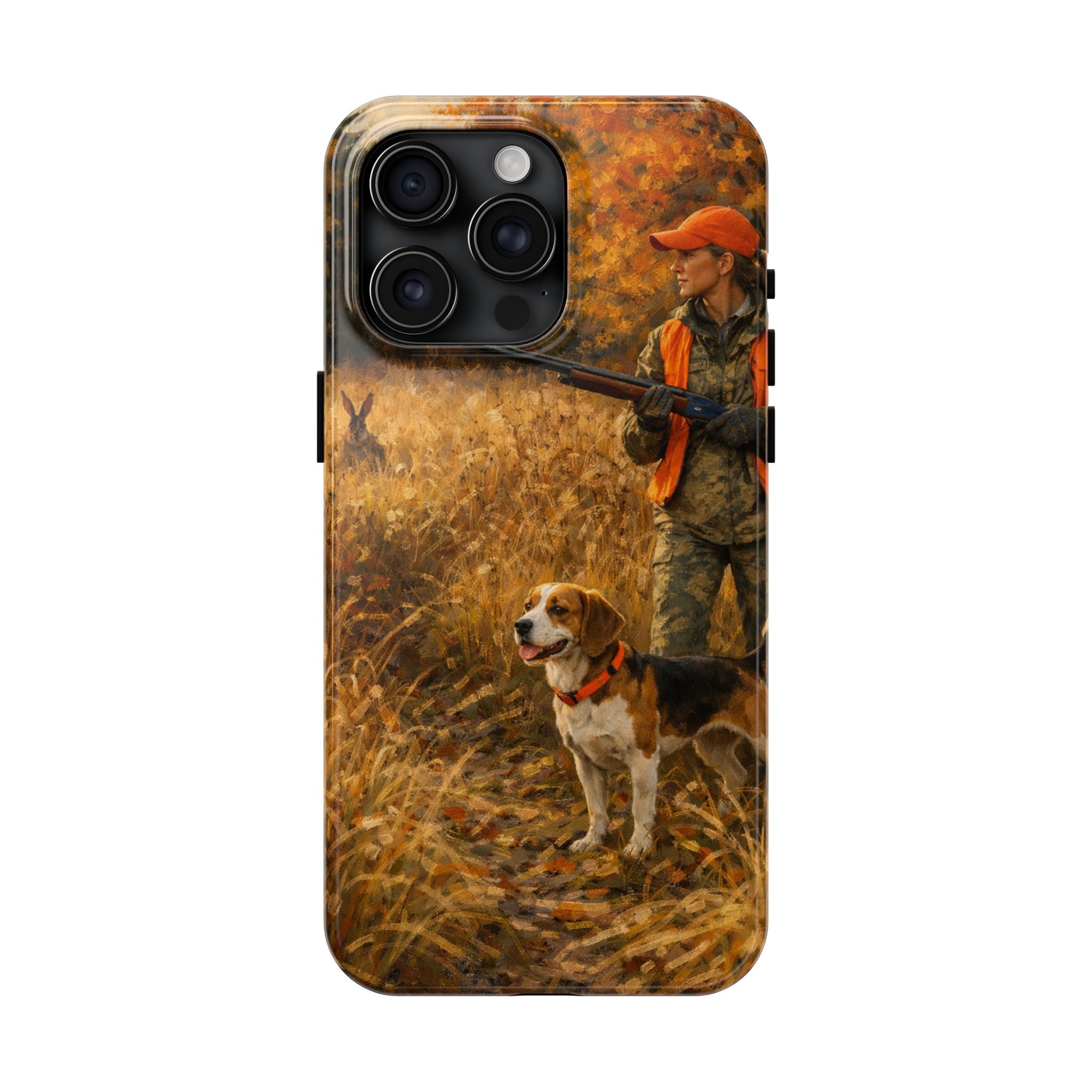Hunting Scene Tough Phone Case — Hunter & Beagle Autumn Field Protective Cover