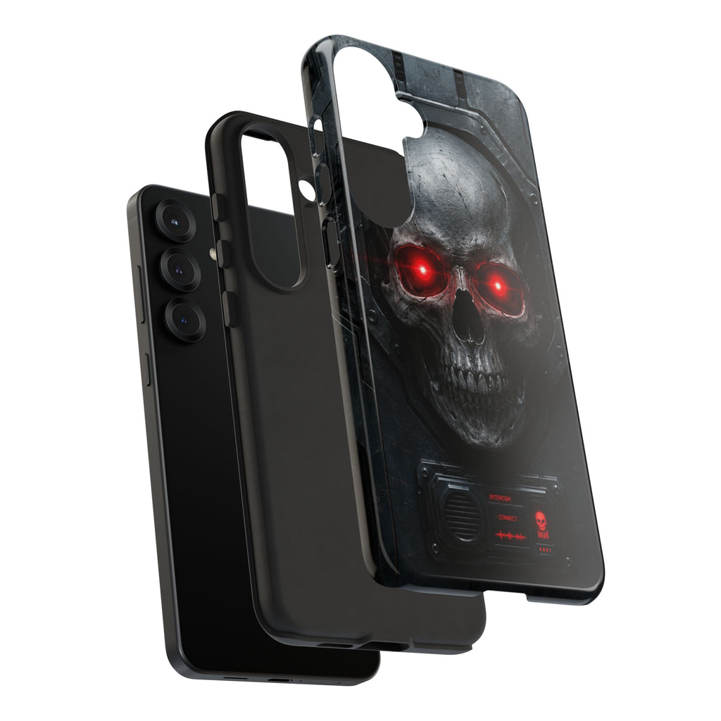 Skull Sentinel Phone Case — Red-Eyed Tactical Skull Protective Case