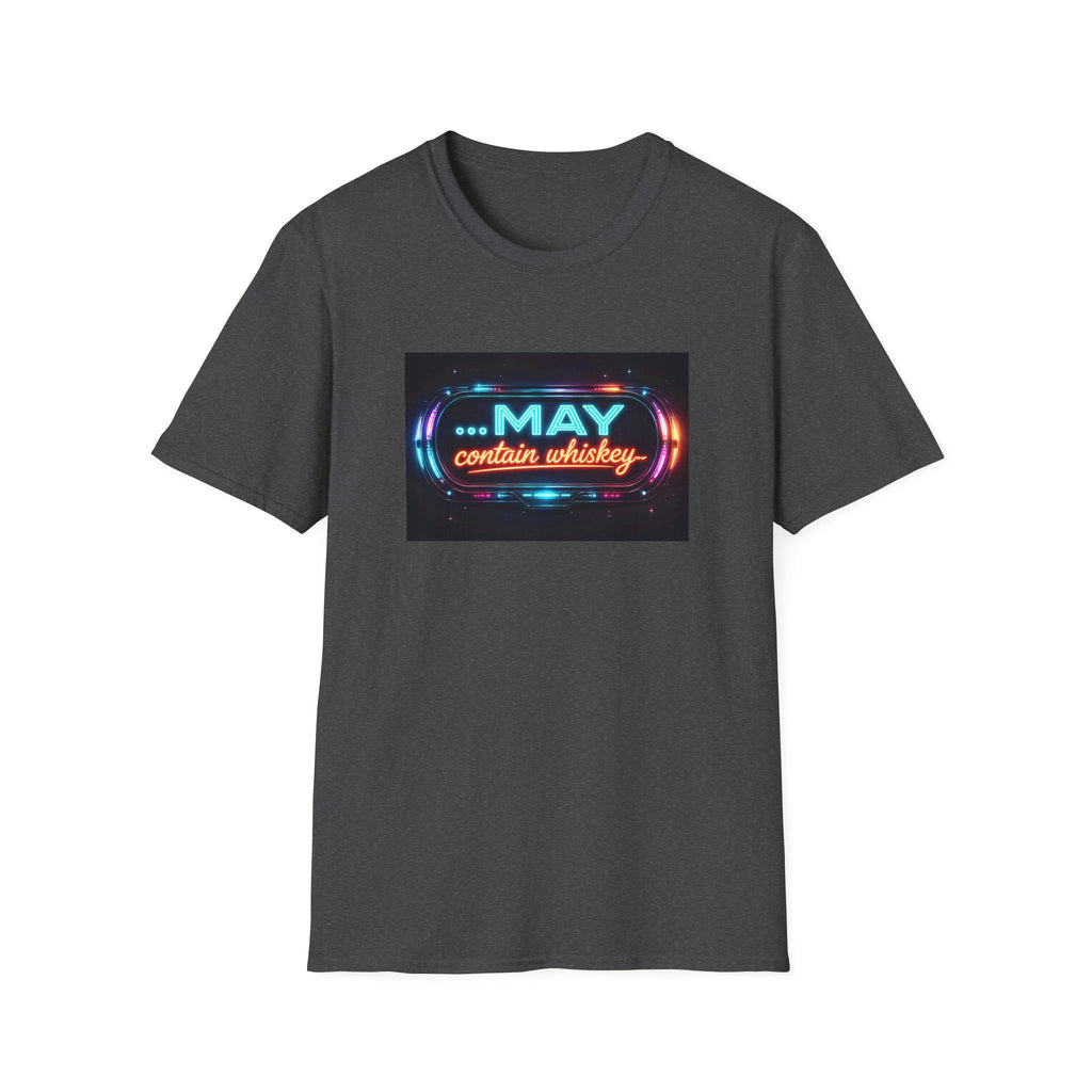 May Contain Whiskey T-Shirt – Funny Neon Retro Graphic Tee for Whiskey Lovers