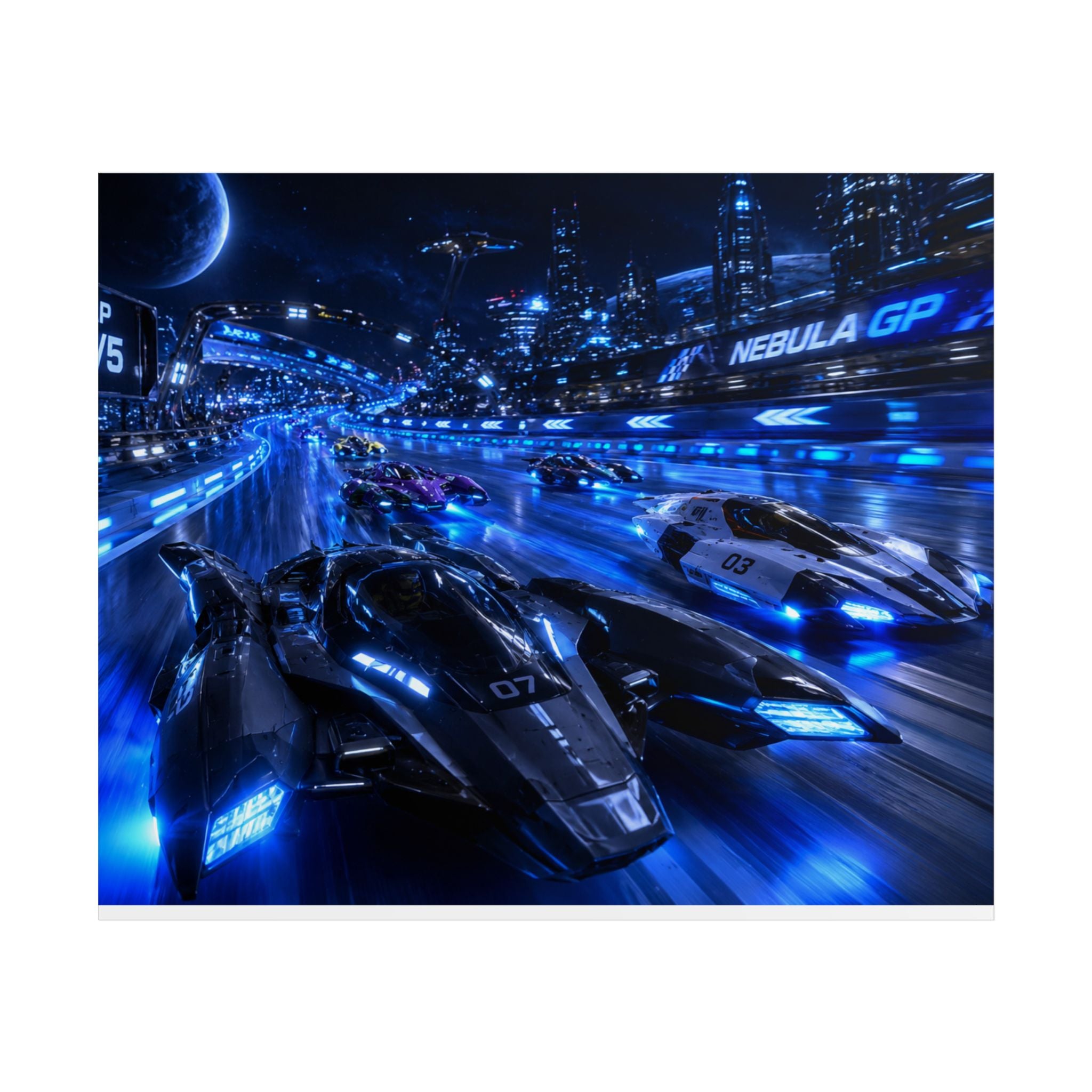 Futuristic Racing Poster — Nebula GP High-Speed Sci‑Fi Print