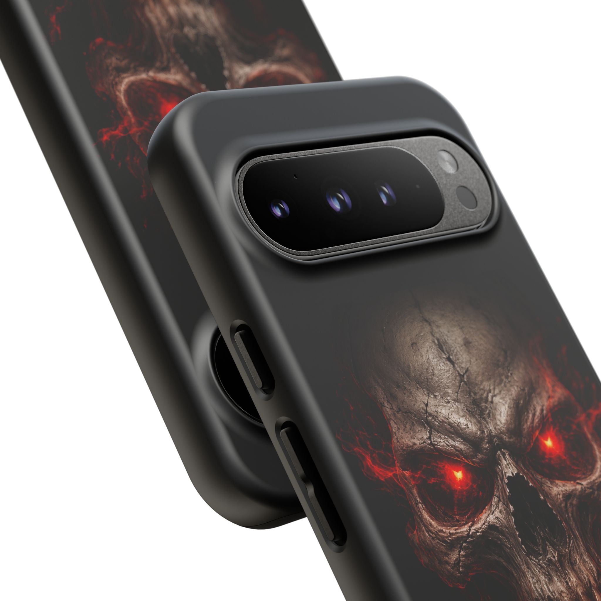 Flaming Skull Tough Case — Heavy-Duty Phone Case with Red-Eye Skull Design