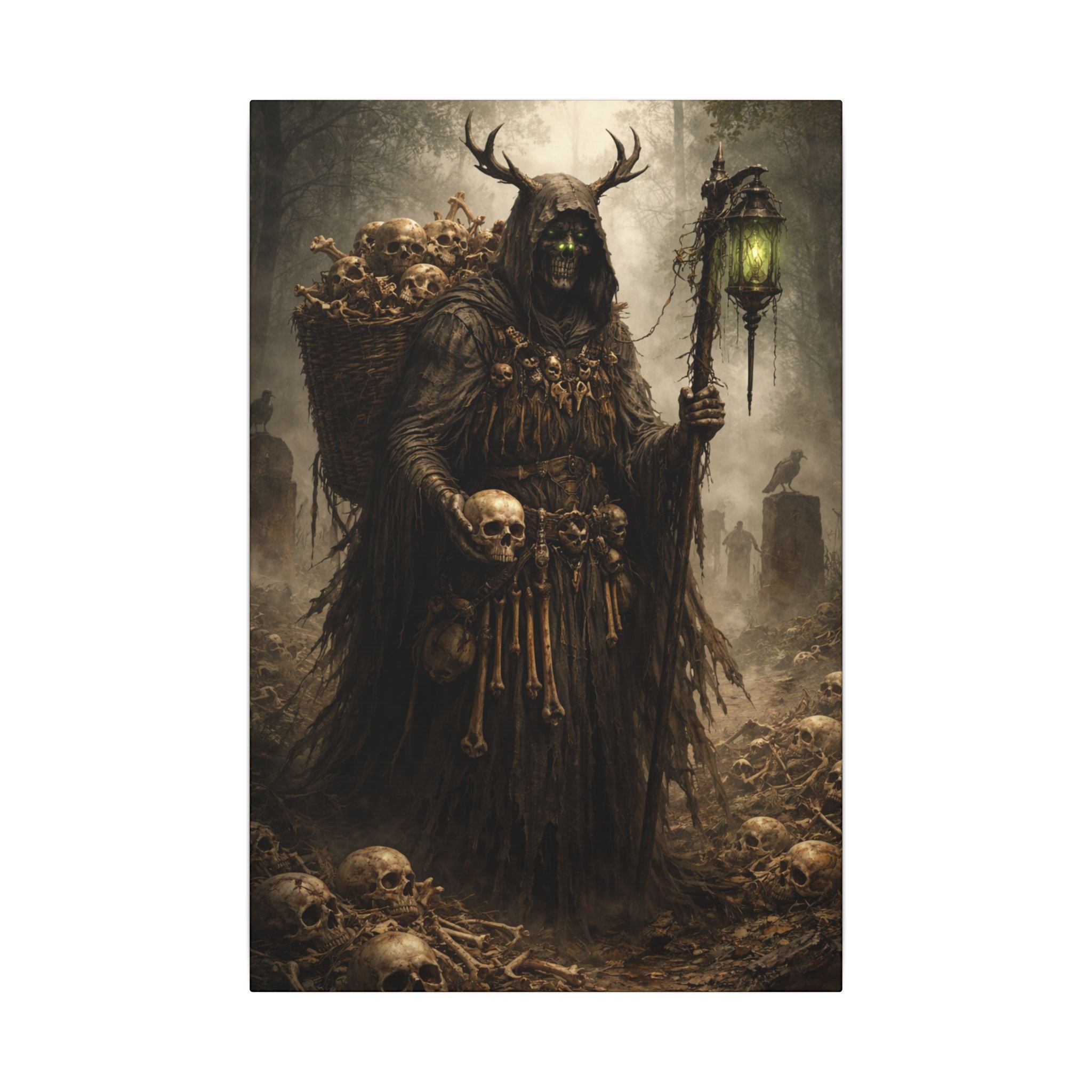 Bone Collector Canvas Print — Gothic Skull-Wraith Wall Art