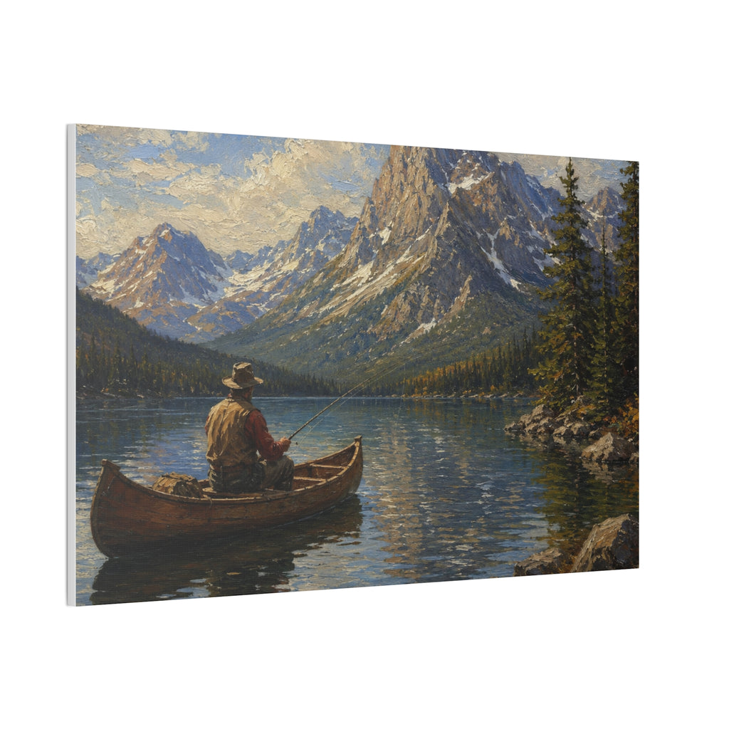 Mountain Lake Canoe Canvas Print