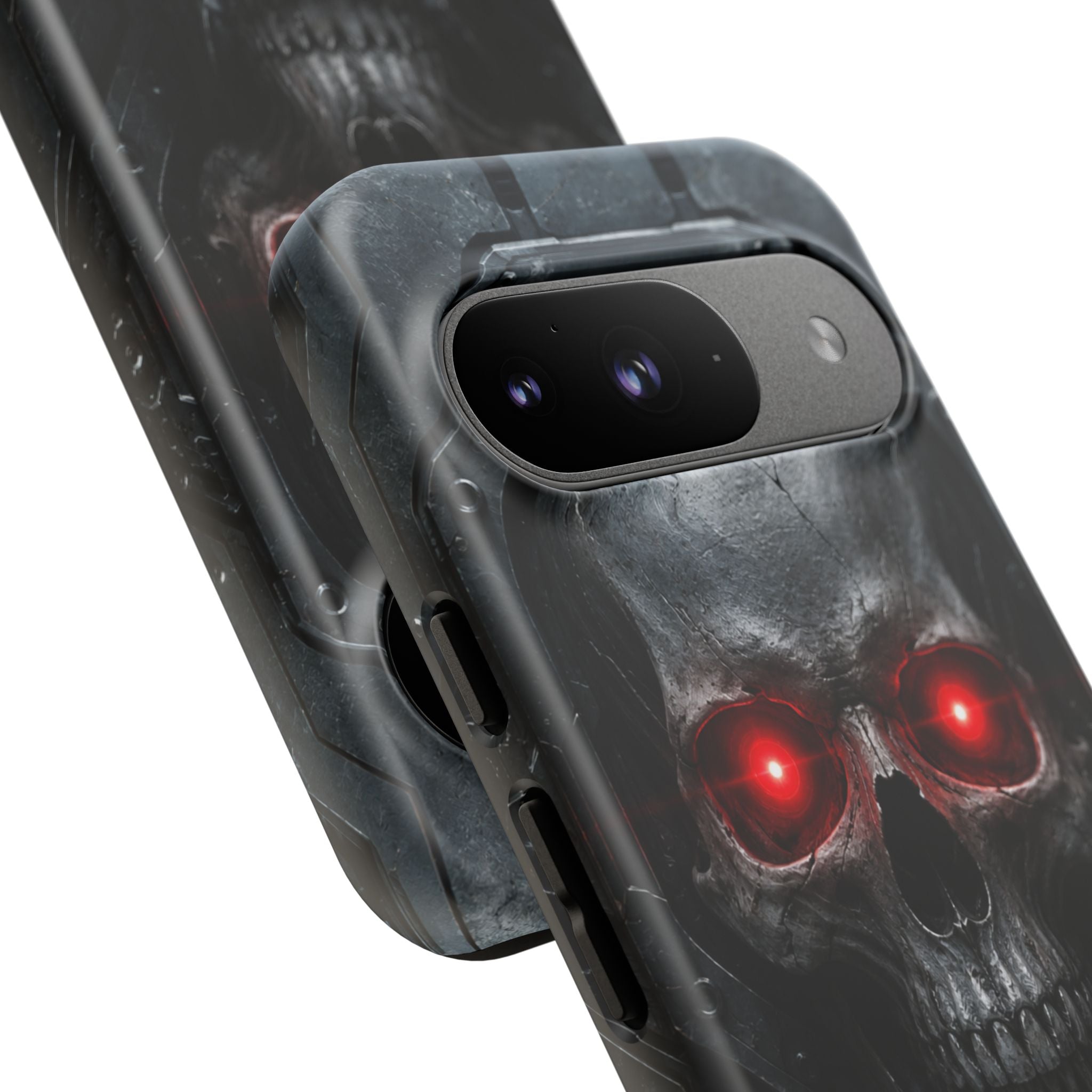 Skull Sentinel Phone Case — Red-Eyed Tactical Skull Protective Case