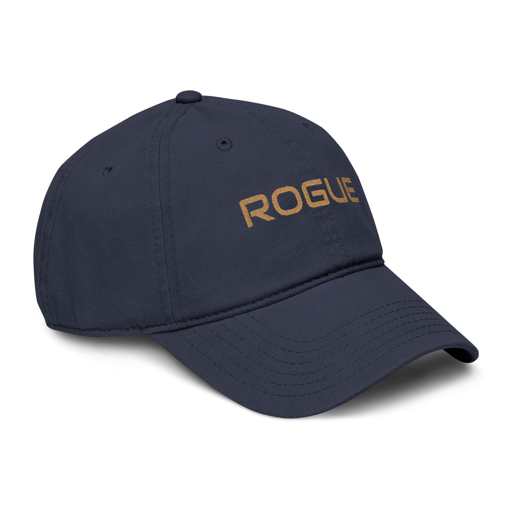 Rogue Embroidered Washed Baseball Cap — Vintage Gray Dad Hat with Gold Stitching