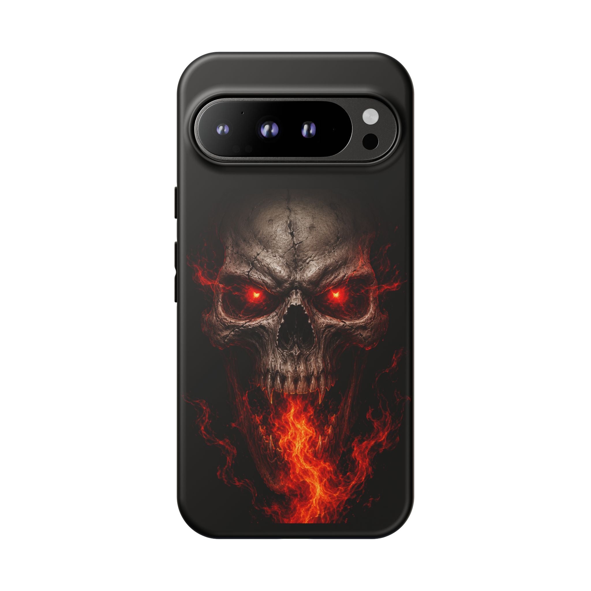 Flaming Skull Tough Case — Heavy-Duty Phone Case with Red-Eye Skull Design