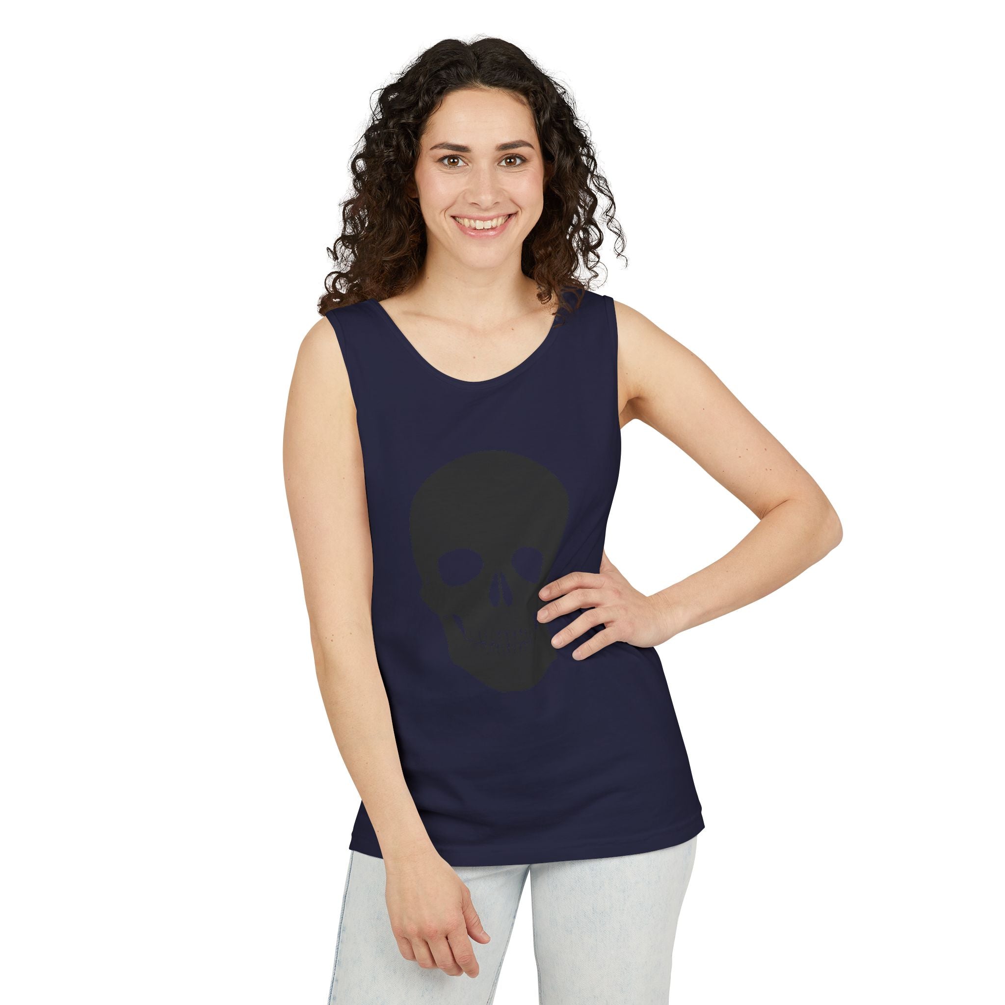 Skull Graphic Tank Top — Bold Black Skull Summer Vest