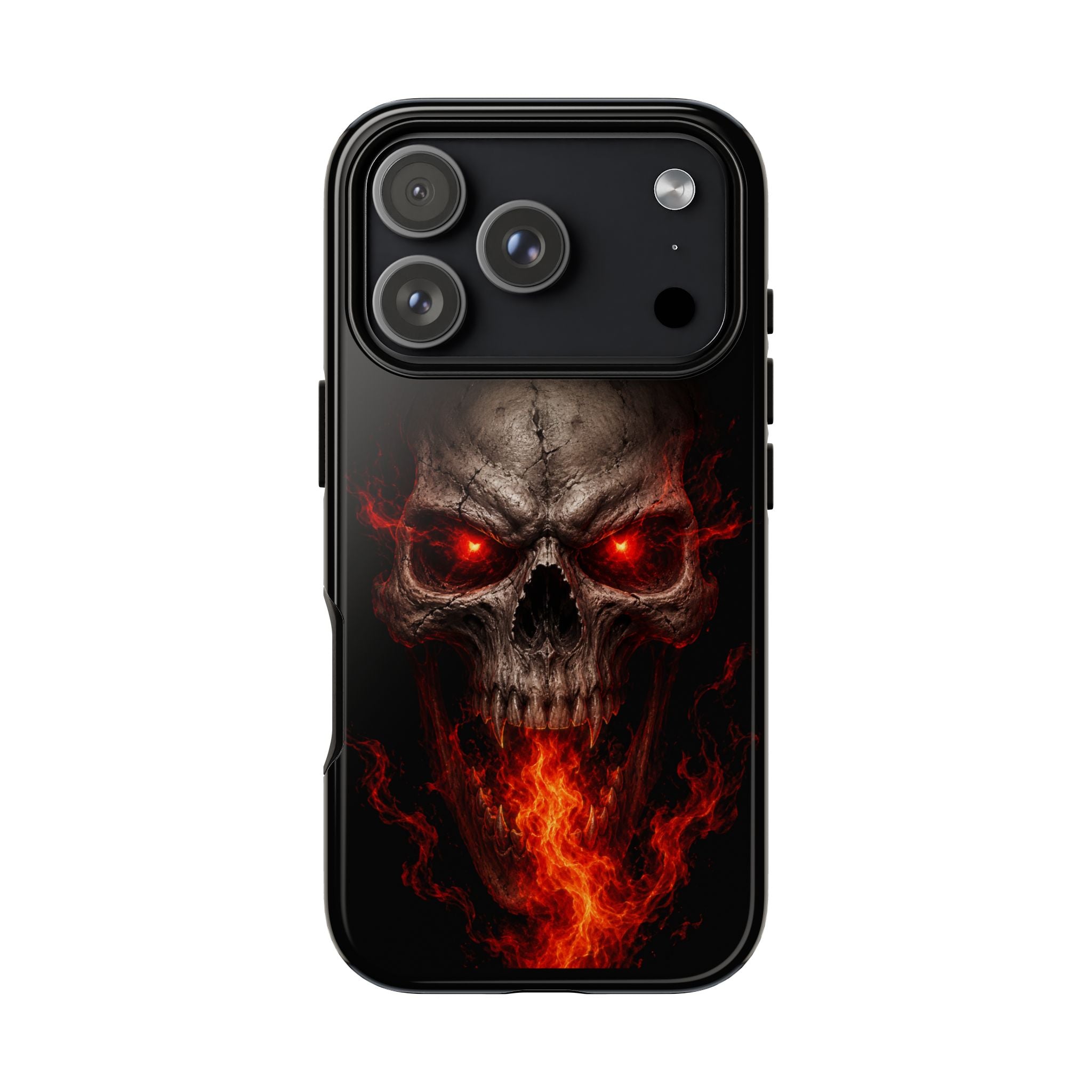Flaming Skull Tough Case — Heavy-Duty Phone Case with Red-Eye Skull Design