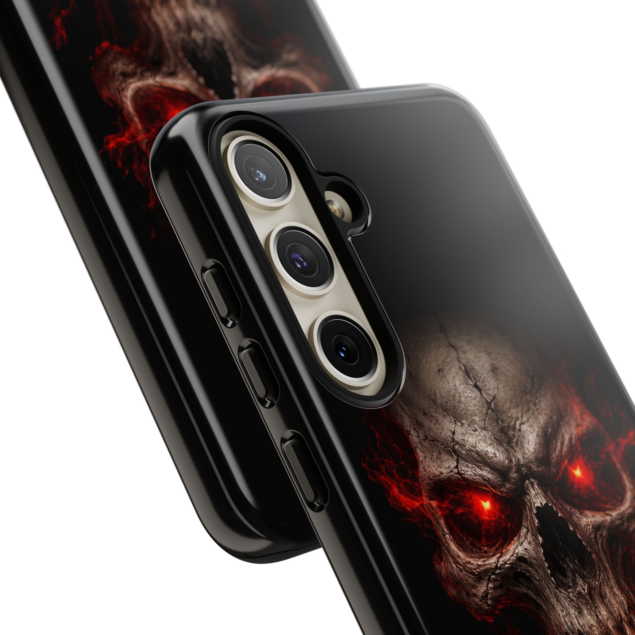 Flaming Skull Tough Case — Heavy-Duty Phone Case with Red-Eye Skull Design