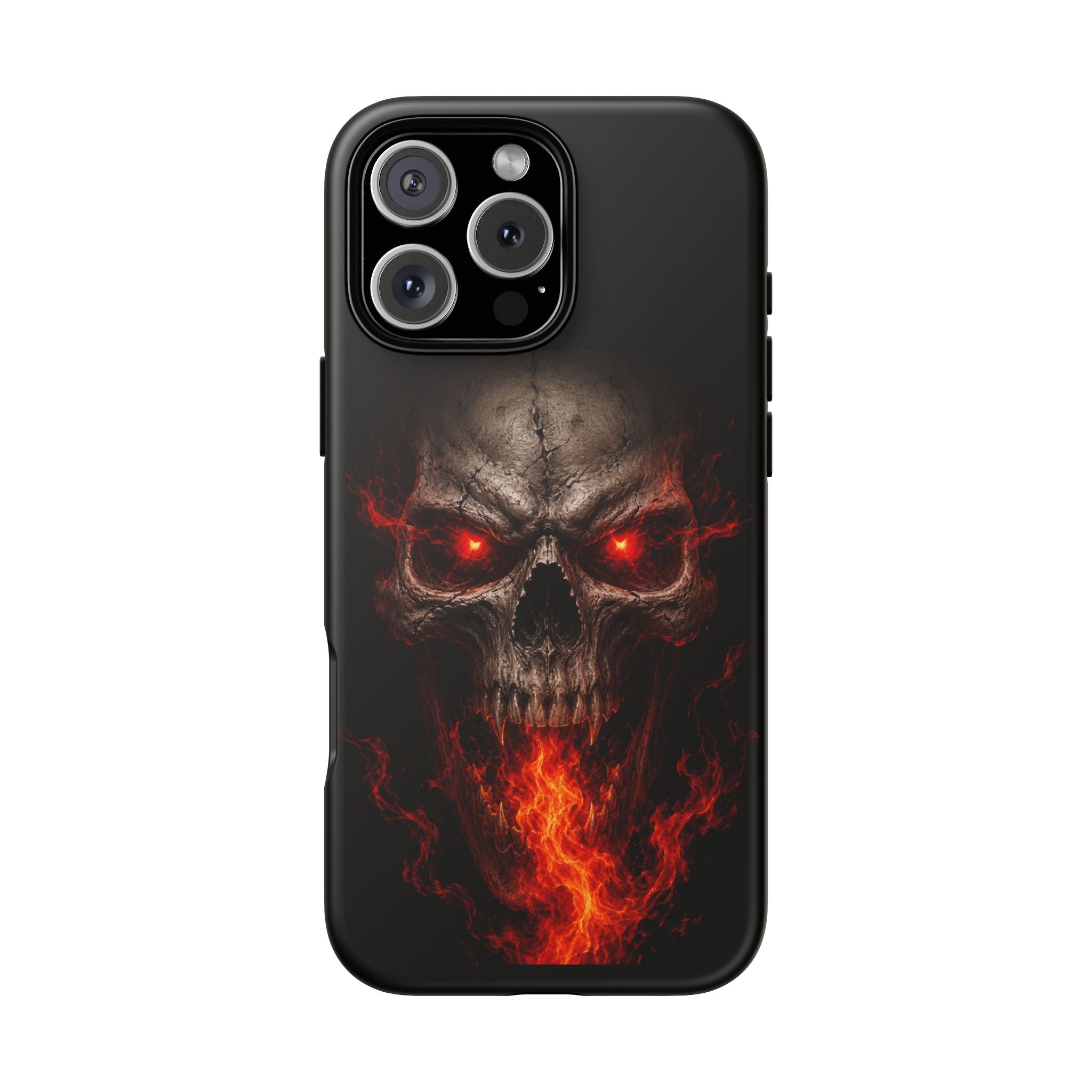Flaming Skull Tough Case — Heavy-Duty Phone Case with Red-Eye Skull Design