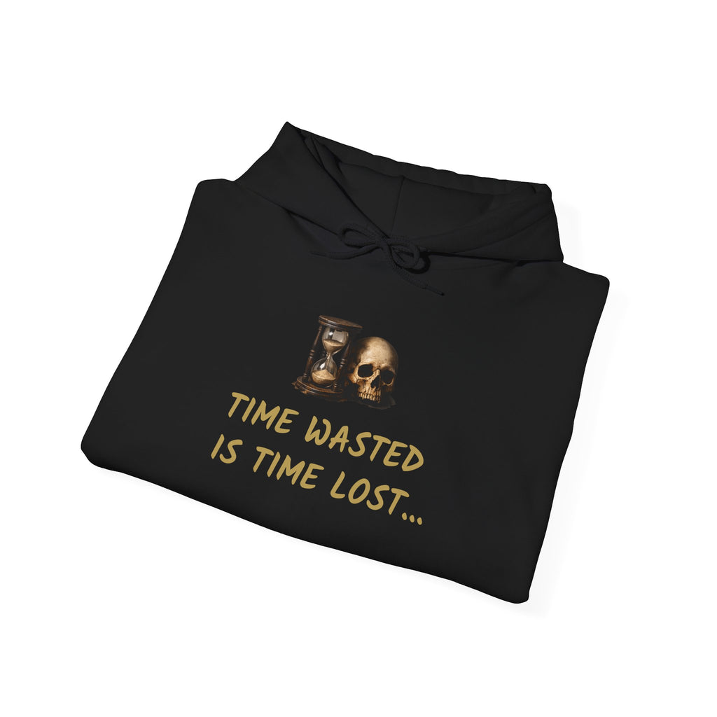 Premium Motorcycle Hoodie - "Time Wasted Is Time Lost" Skull & Crossbones Biker Pullover