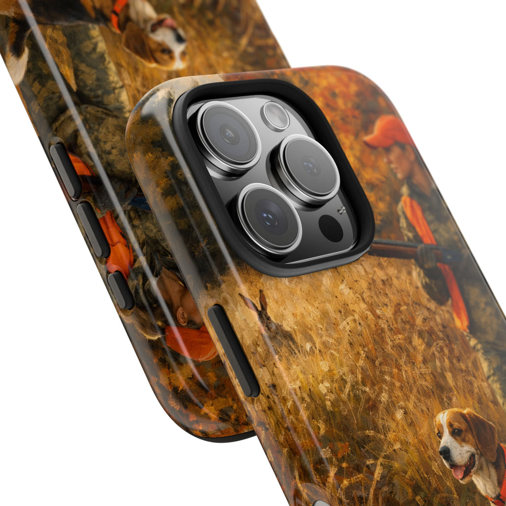 Hunting Scene Tough Phone Case — Hunter & Beagle Autumn Field Protective Cover