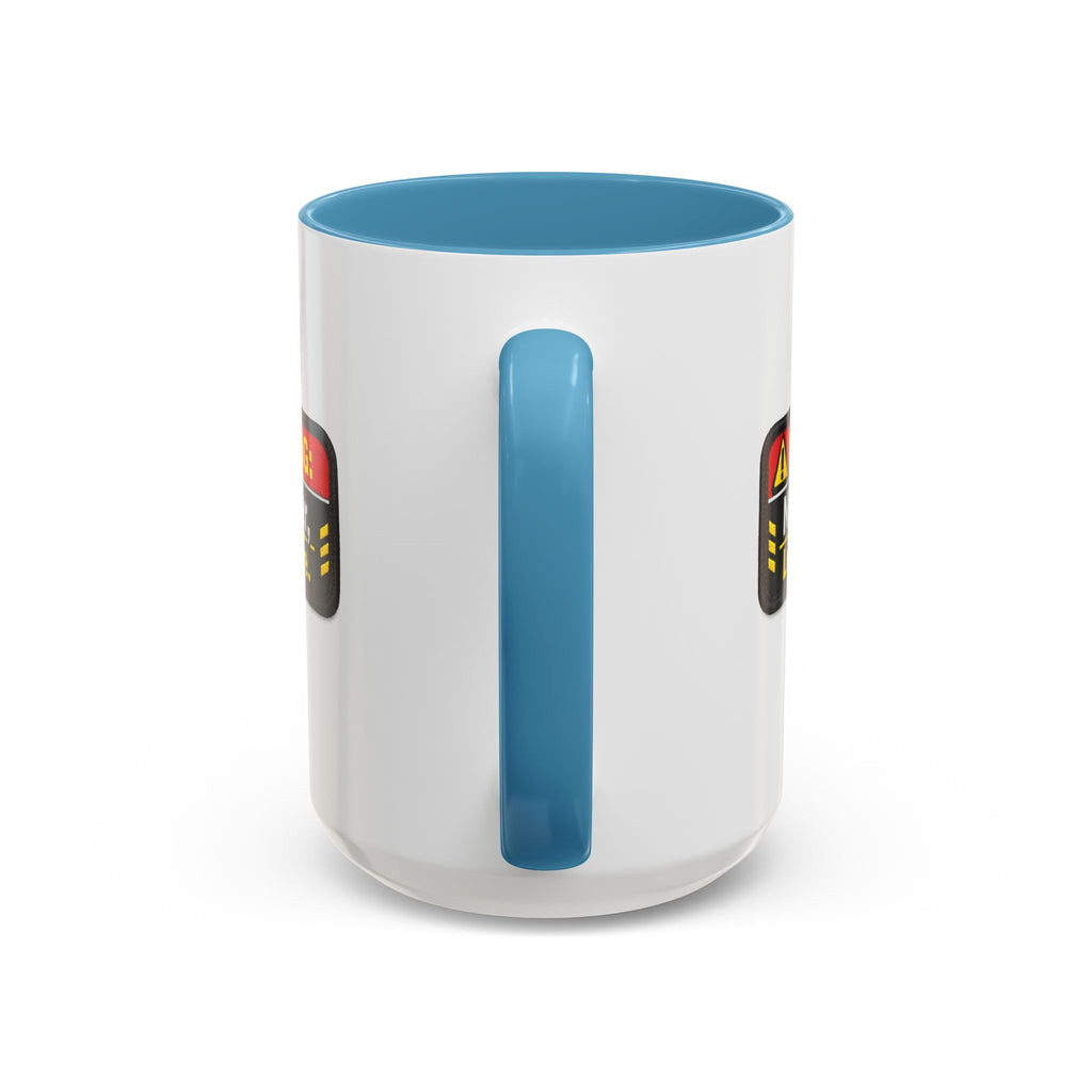 Coffee Mug — "Warning: No Filter, Less Care" Accent Ceramic Mug