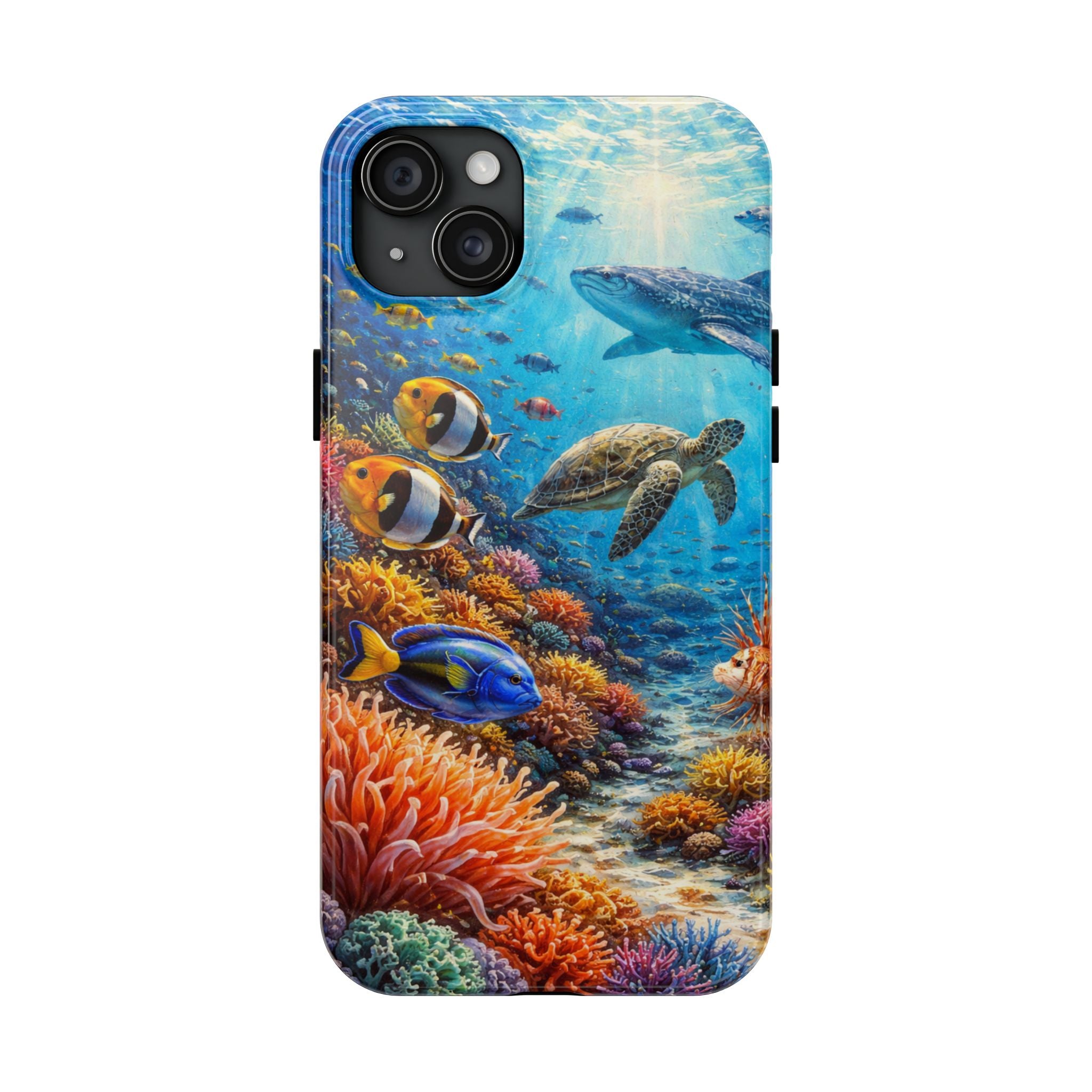 Ocean Reef Tough Phone Case — Colorful Sea Turtle & Tropical Fish Design