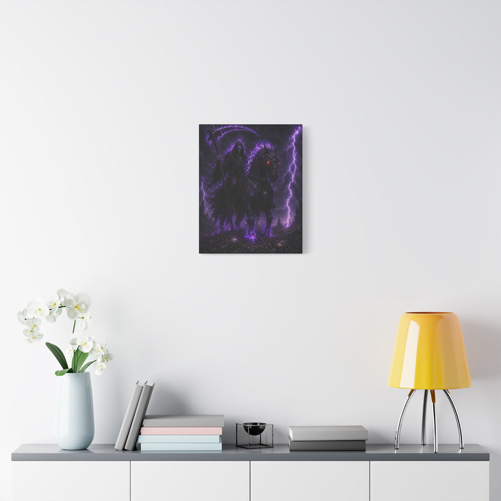 Dark Reaper on Shadow Steed Matte Canvas Print — Gothic Wall Art