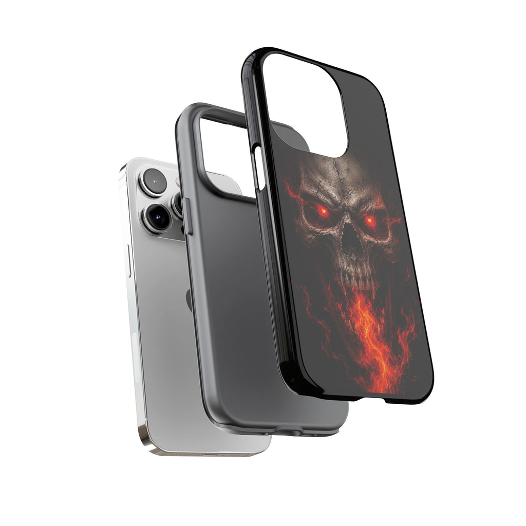 Flaming Skull Tough Case — Heavy-Duty Phone Case with Red-Eye Skull Design