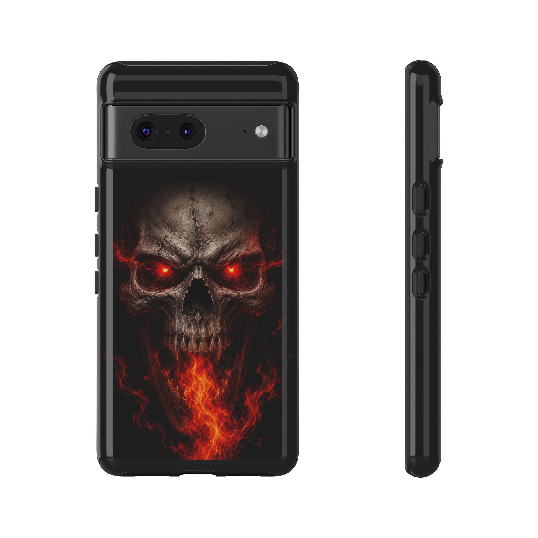 Flaming Skull Tough Case — Heavy-Duty Phone Case with Red-Eye Skull Design